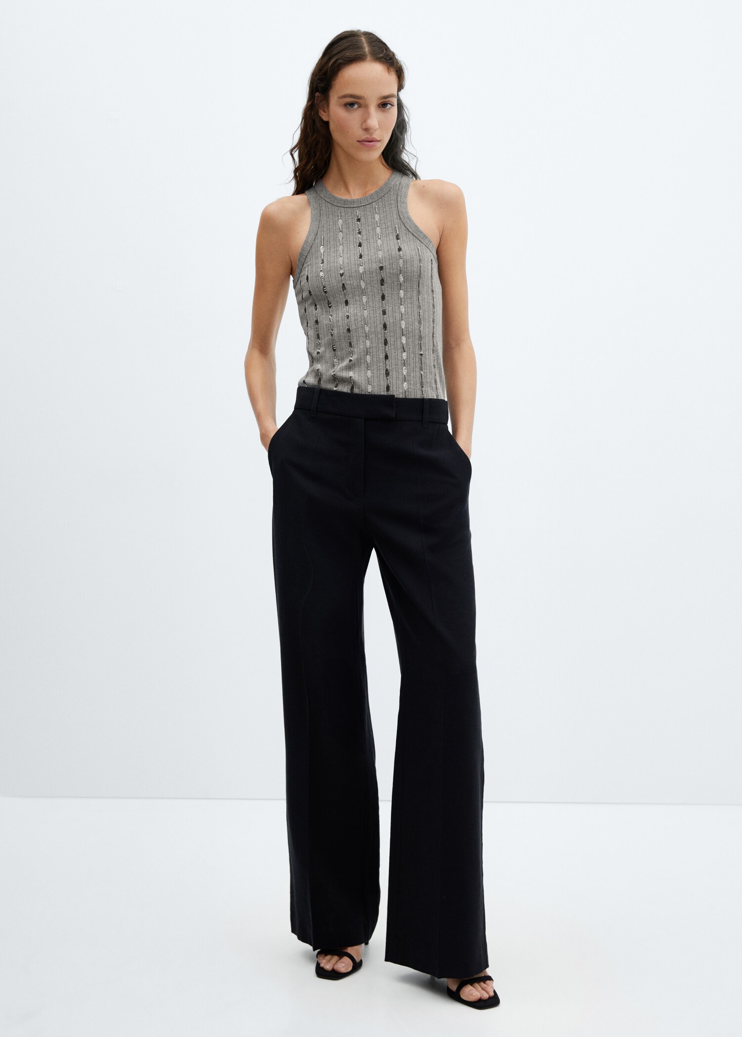 Top maille broderie paillettes - Plan général