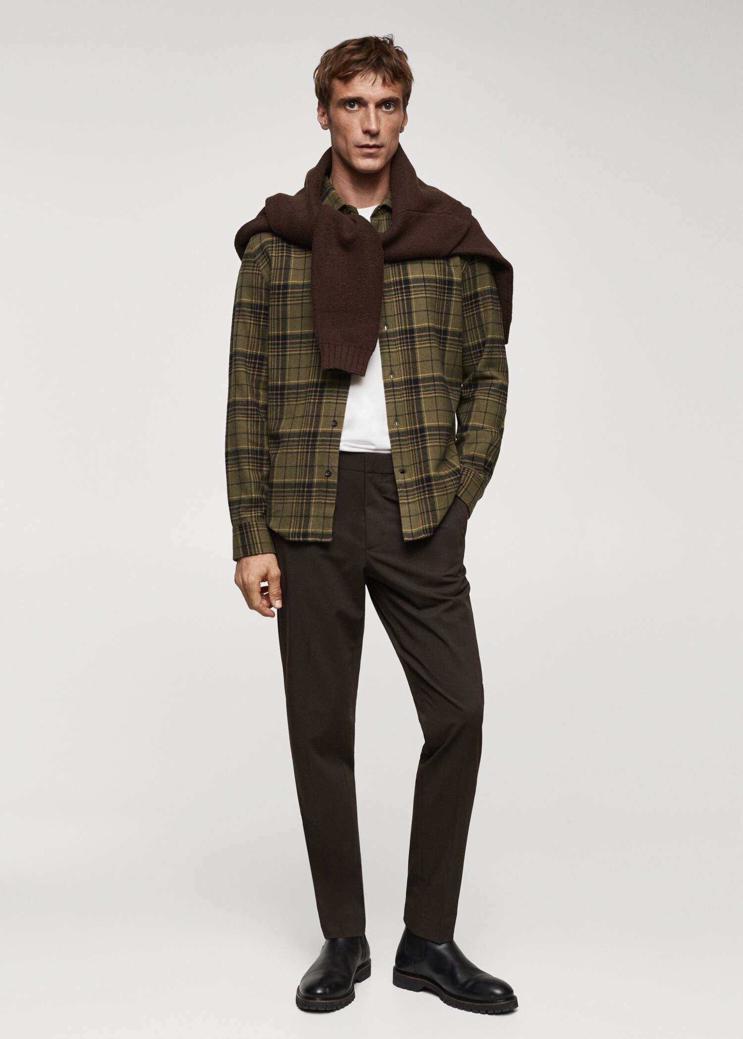 Regular fit checked flannel shirt - General plane