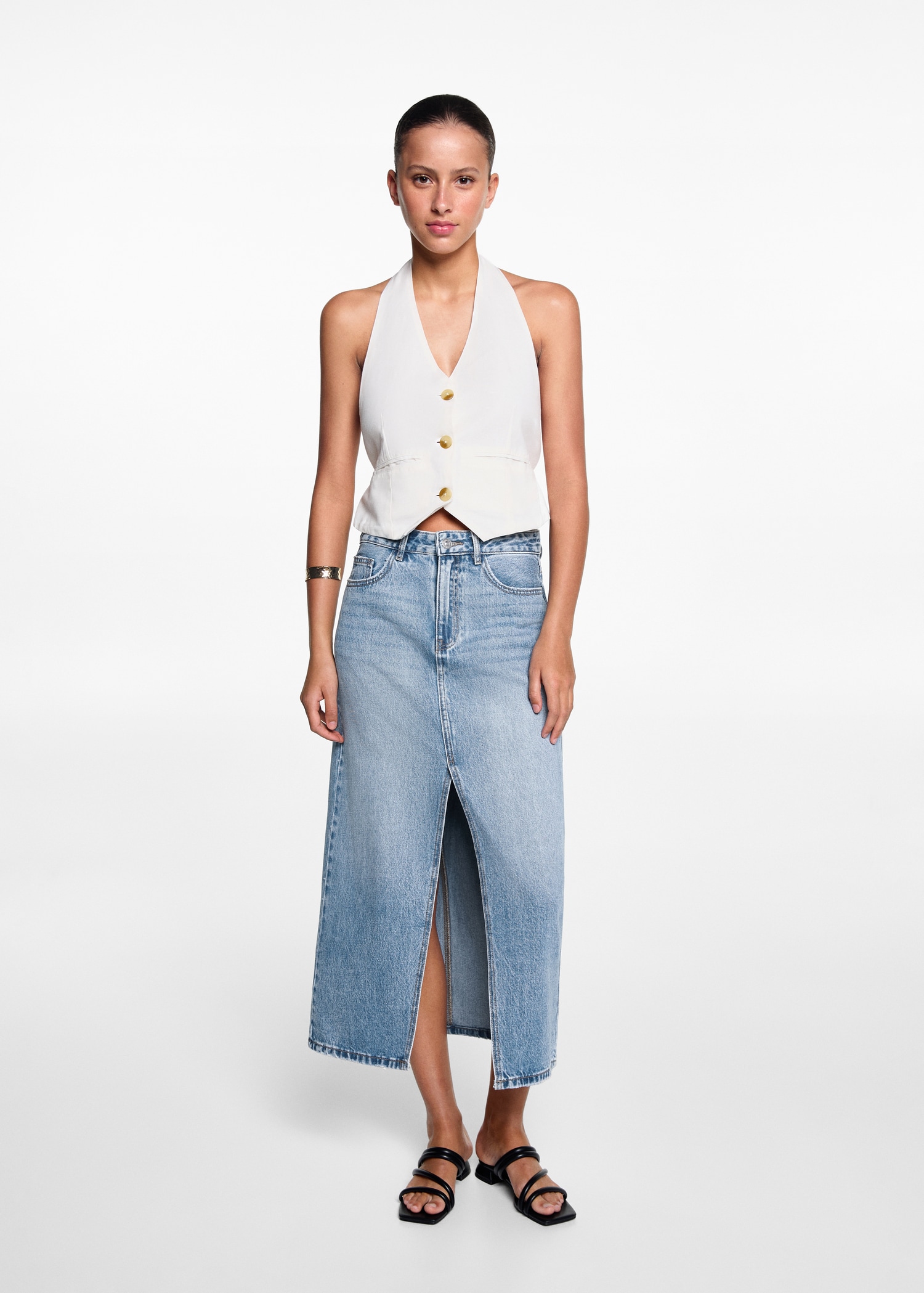 Slit denim skirt - General plane