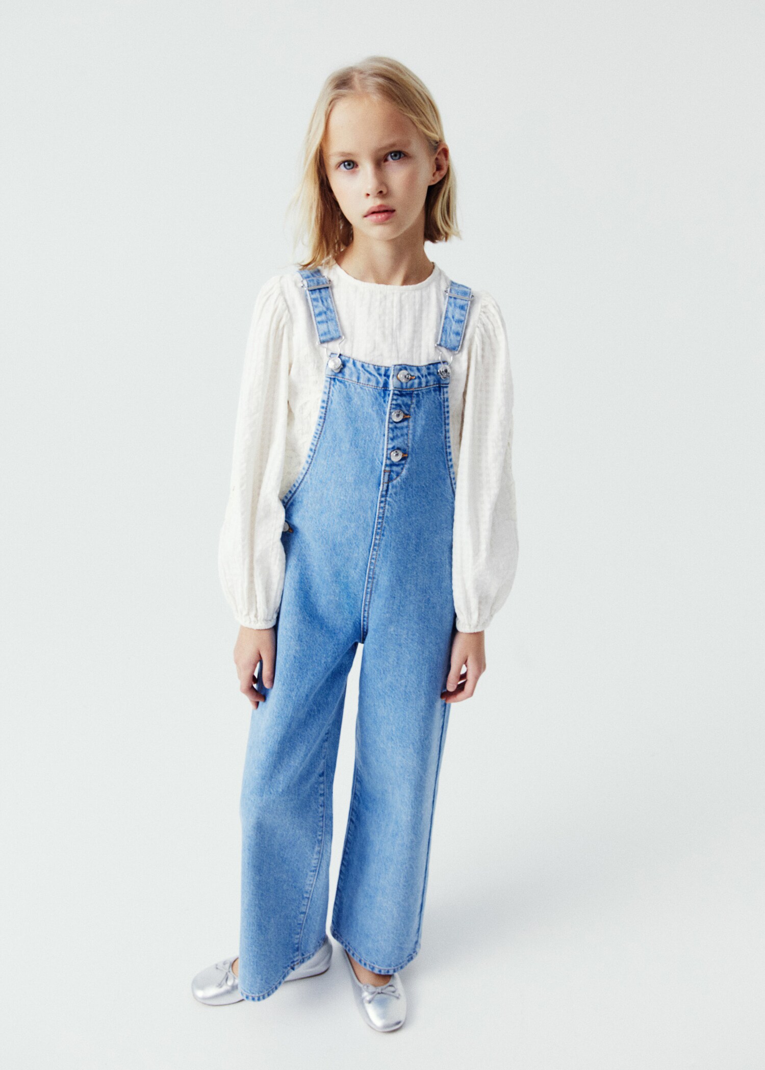 Denim buttoned dungarees - General plane