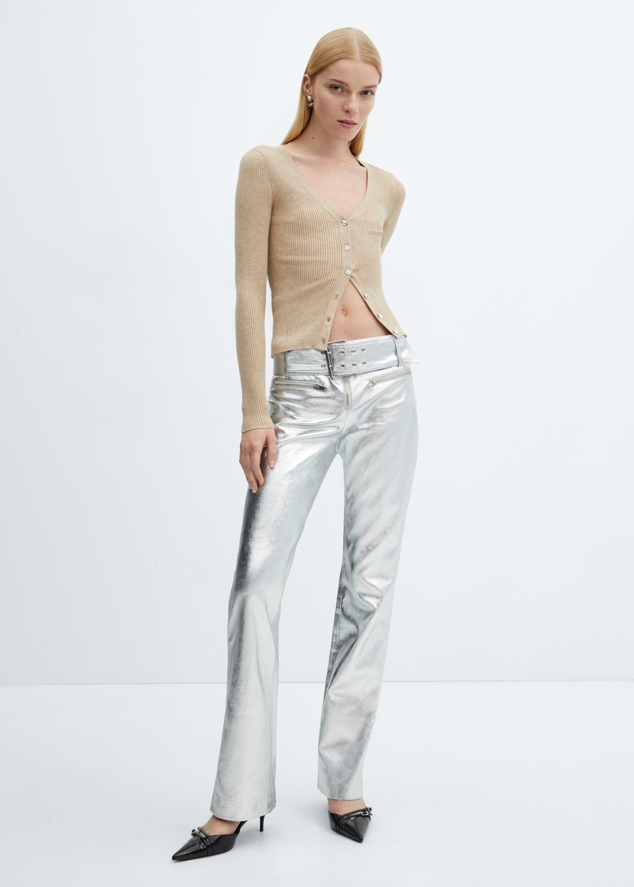 Metallic trousers with belt  - General plane