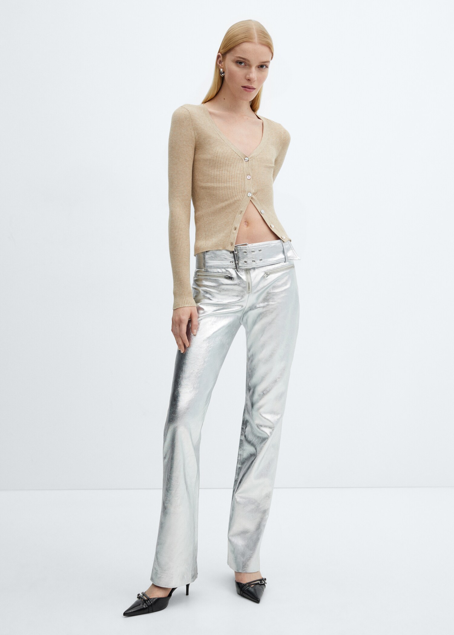 Metallic trousers with belt  - General plane