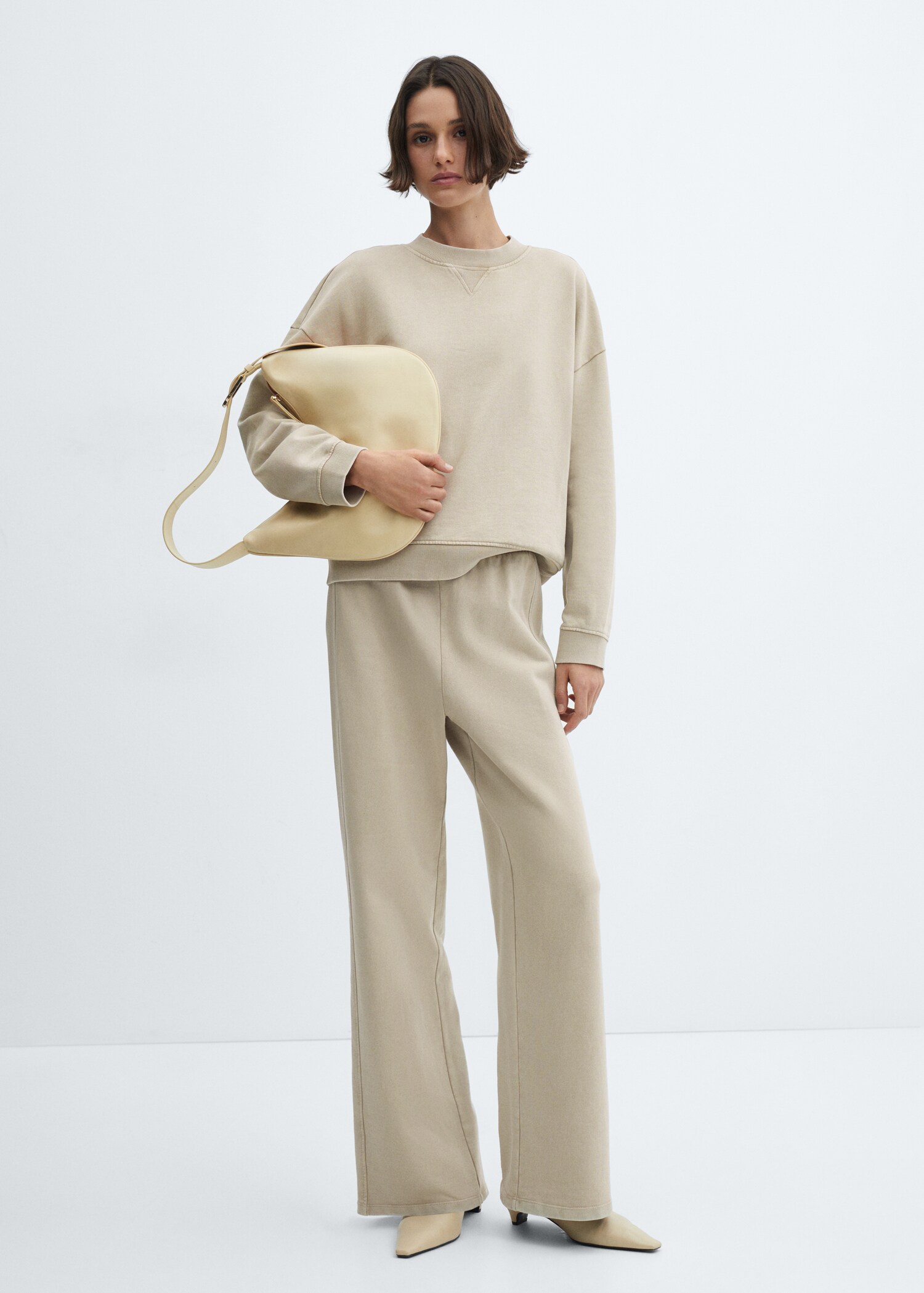 Gewaschenes Sweatshirt mit Rundhalsausschnitt - Damen | MANGO 