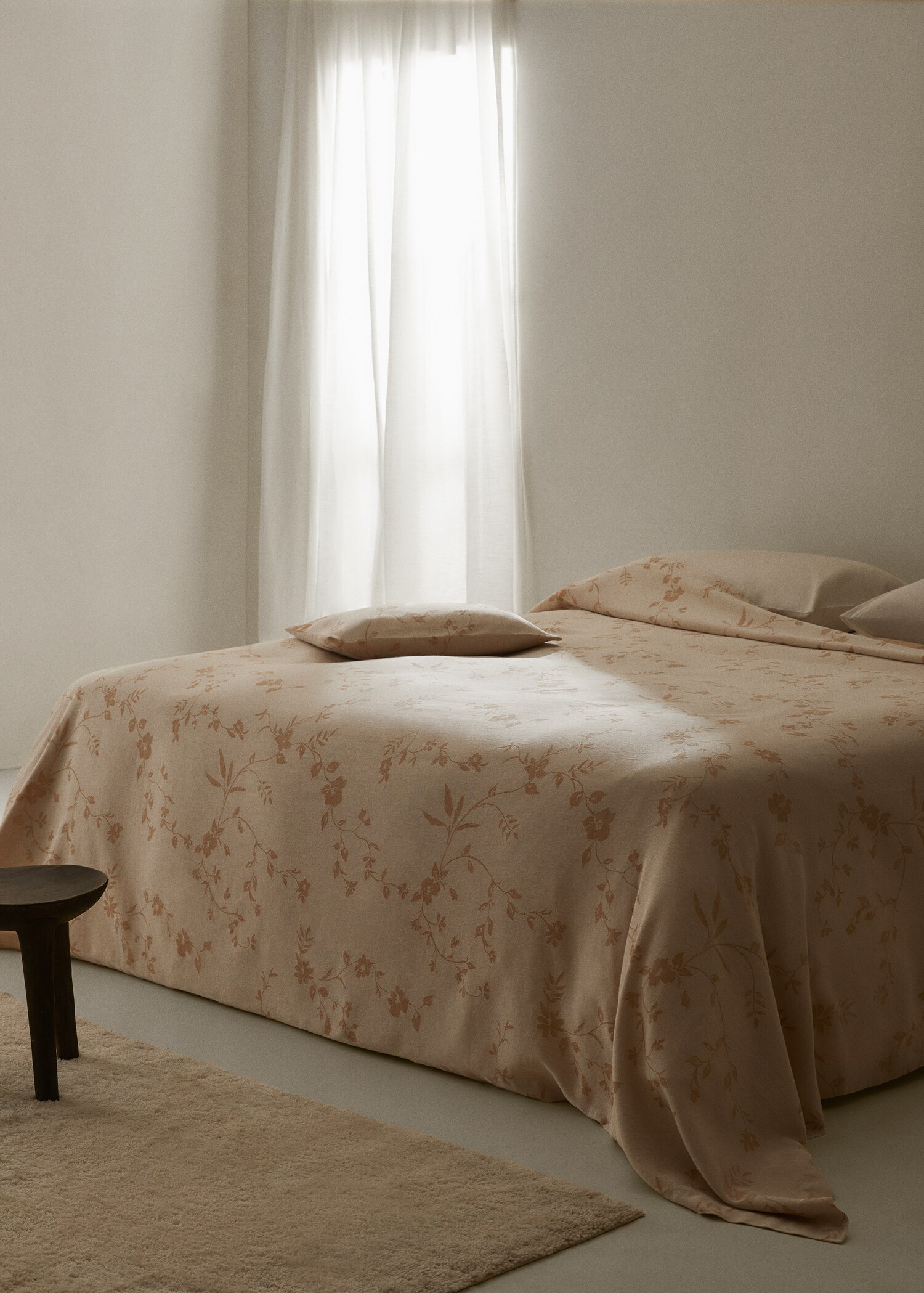 Floral-print cotton duvet cover - General plane