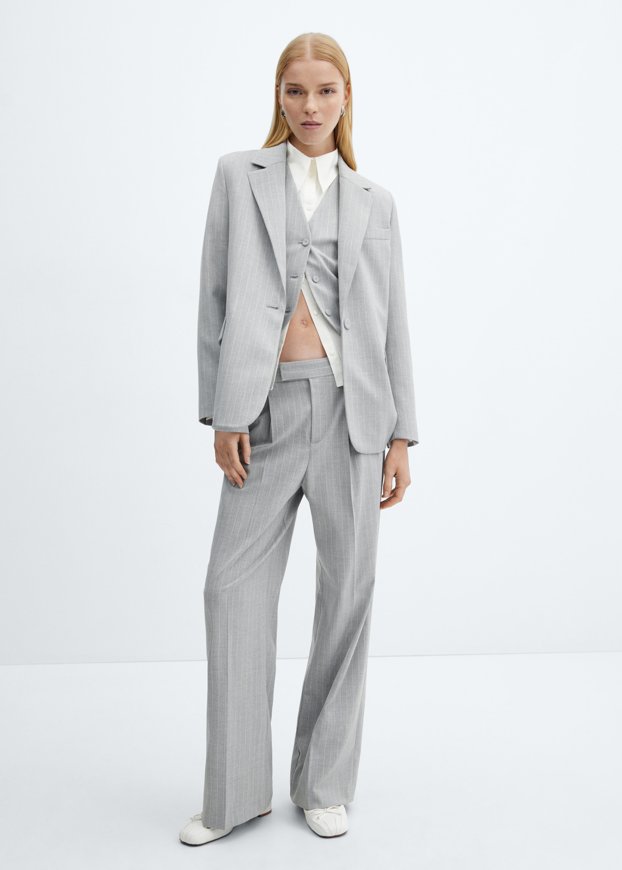 Suit Jacket Mango Costume Femme Blazer Costume Laine Mélangée