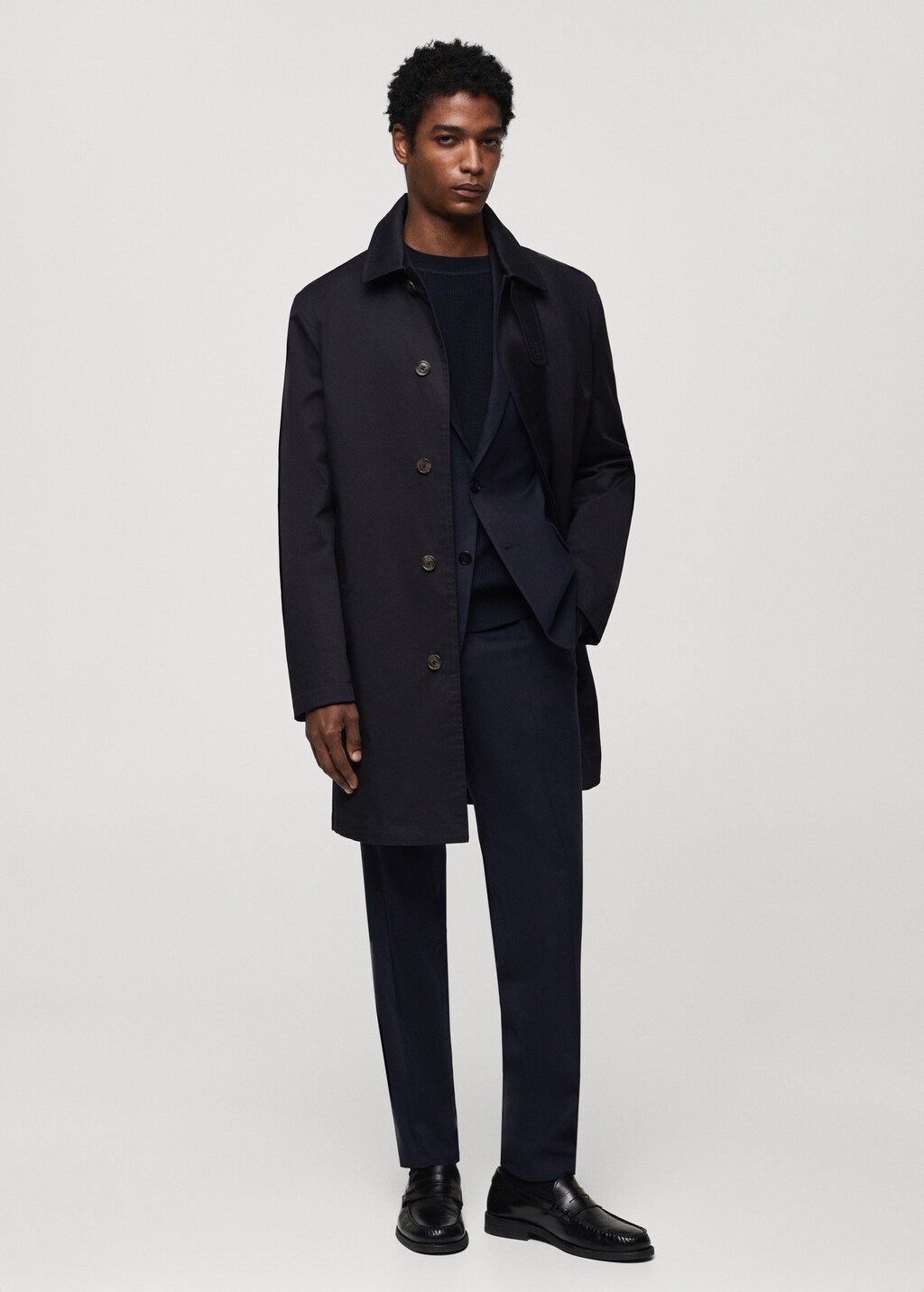 Cotton trench coat with collar detail - Men | MANGO USA