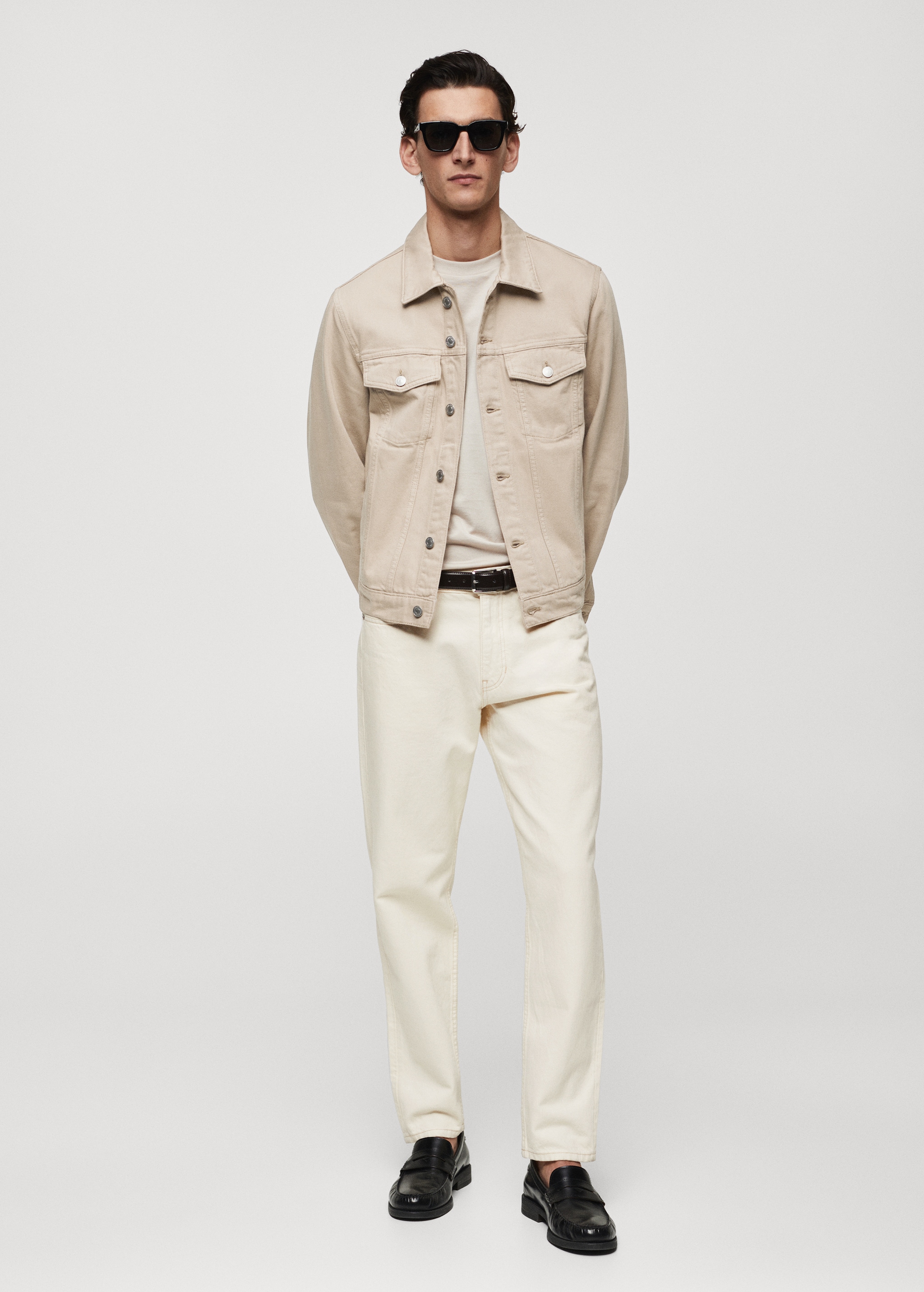 Beige Dress Shirt Dress Pants With Jean Jacket Jacket Mens Tan