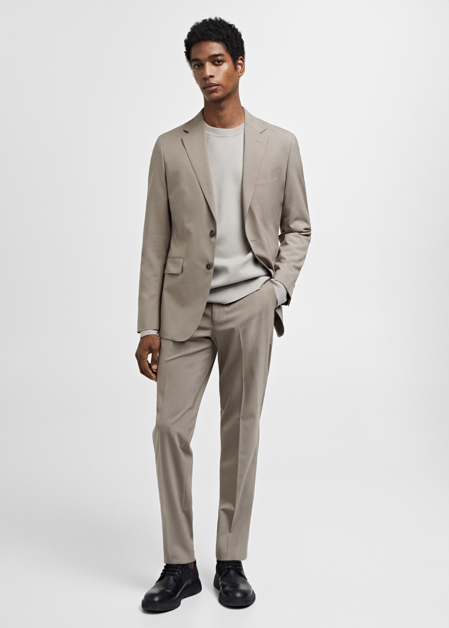 Slim-fit wool suit blazer - General plane