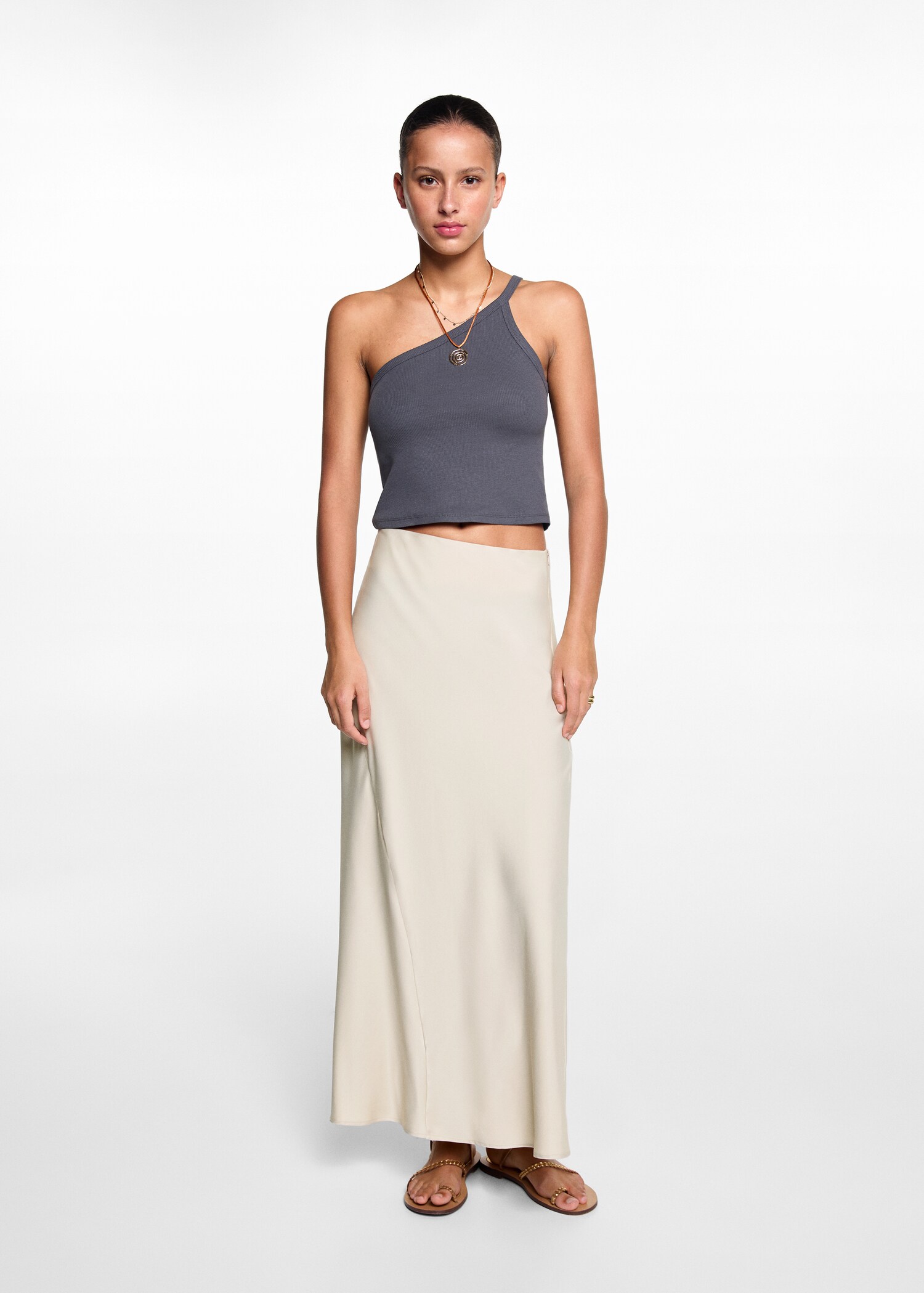 Satin long skirt - General plane