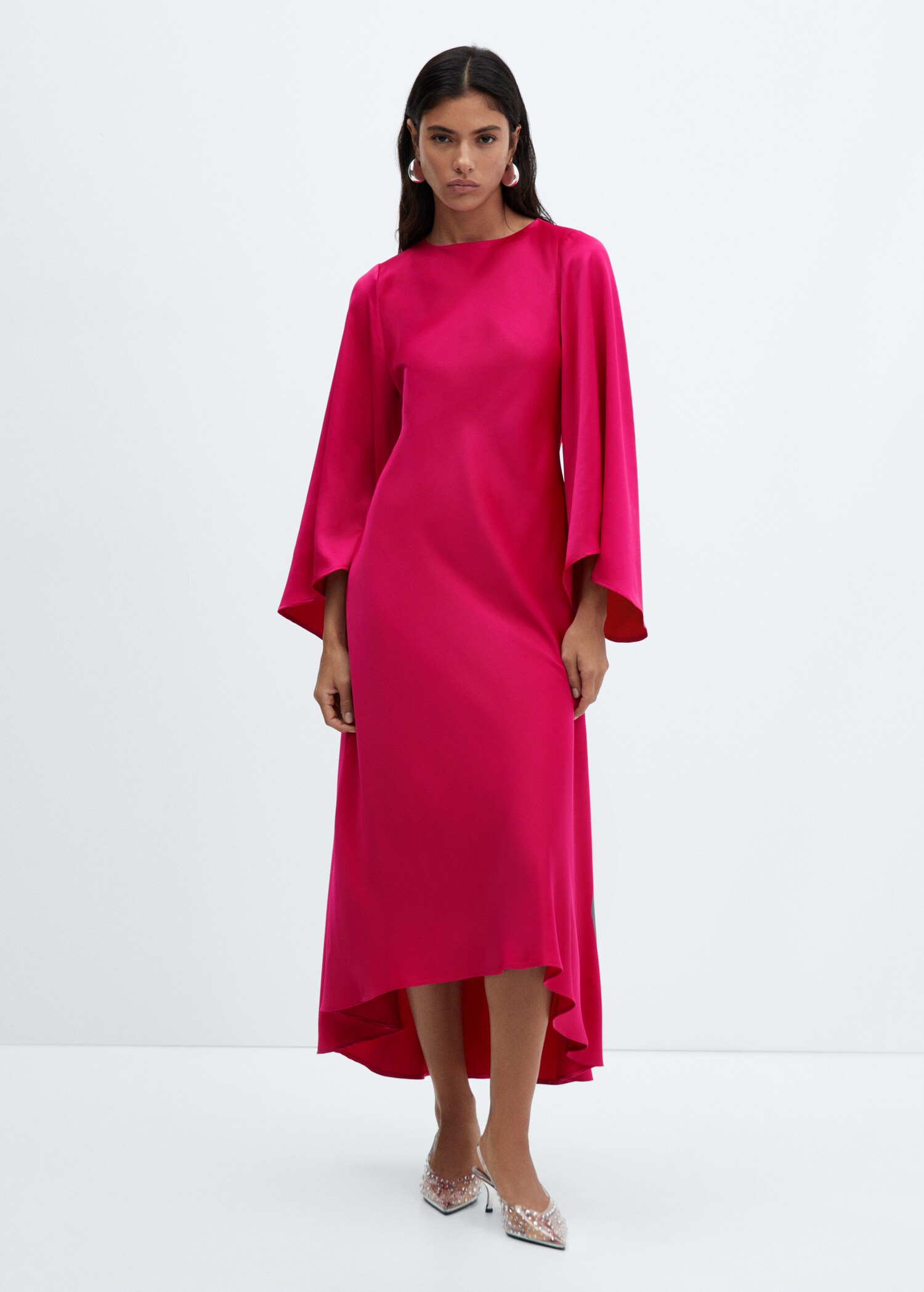 Robe satinée manches cloche - Plan général