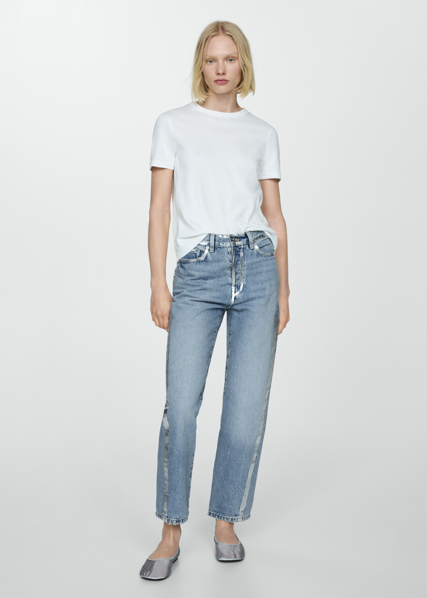 Jeans rectos detalles foil - Plano general