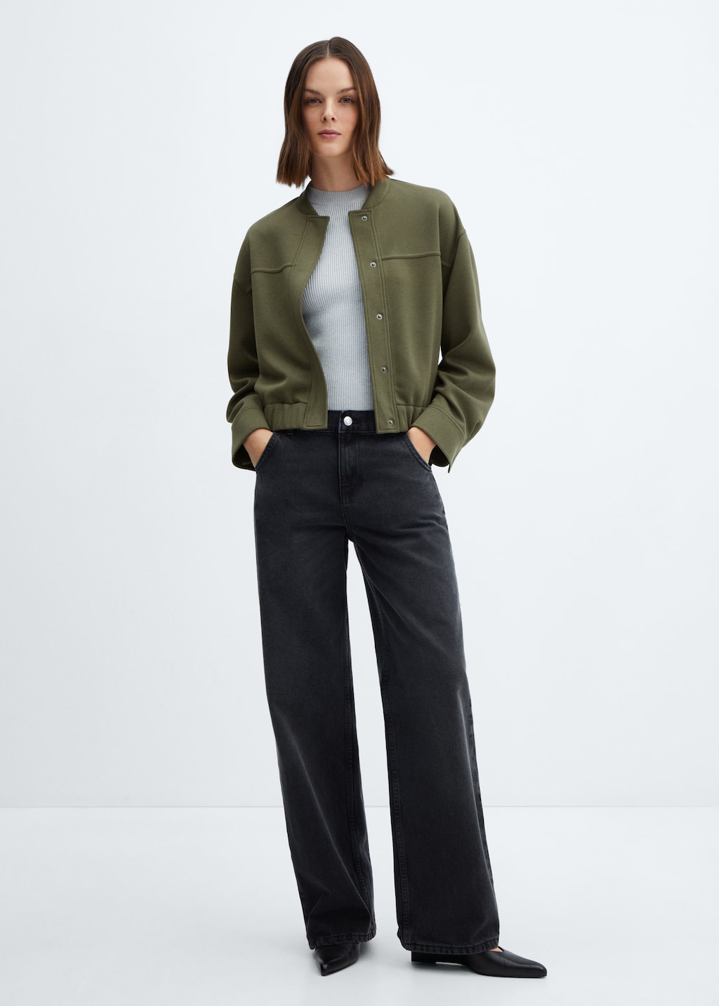 Bomber jacket decorative seams