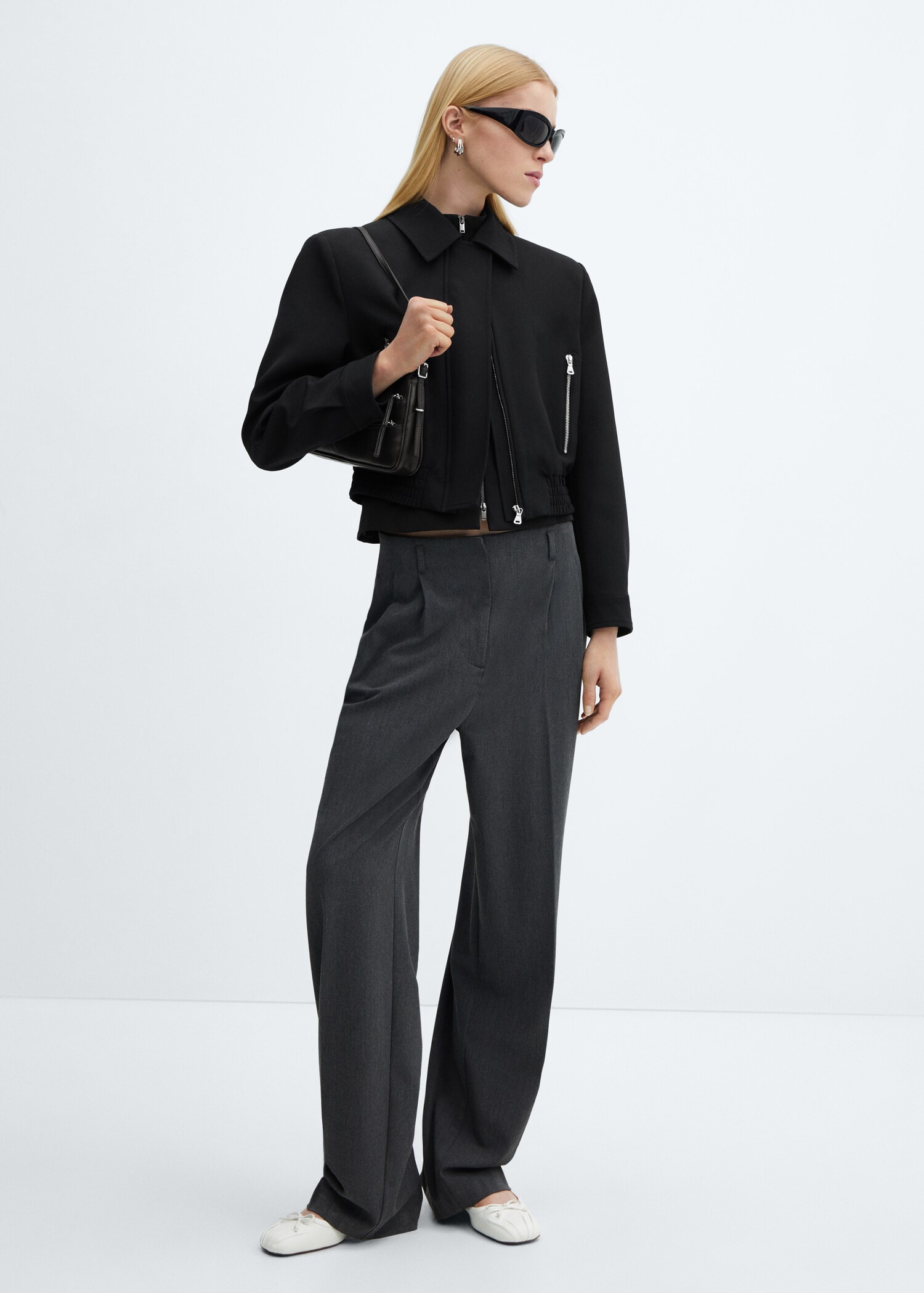 Veste crop épaulettes - Plan général