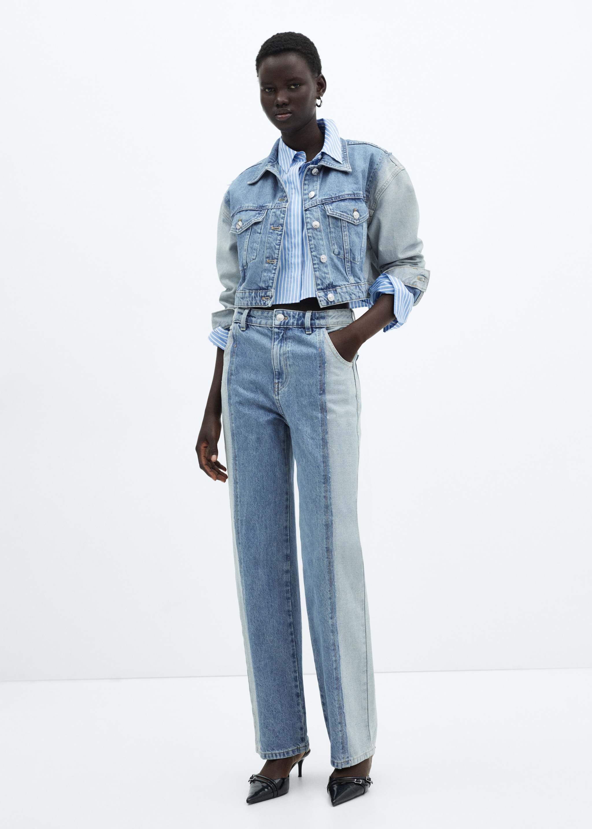 Jeans rectos bicolor MANGO Uruguay