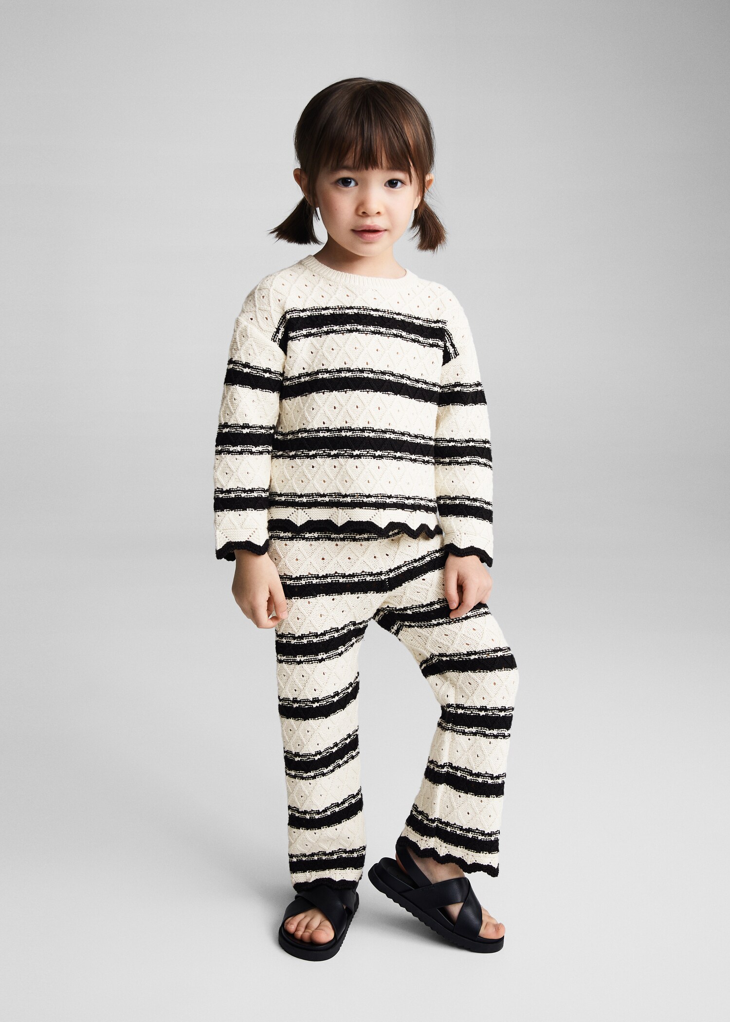Pull-over maille ajourée rayures - Plan général