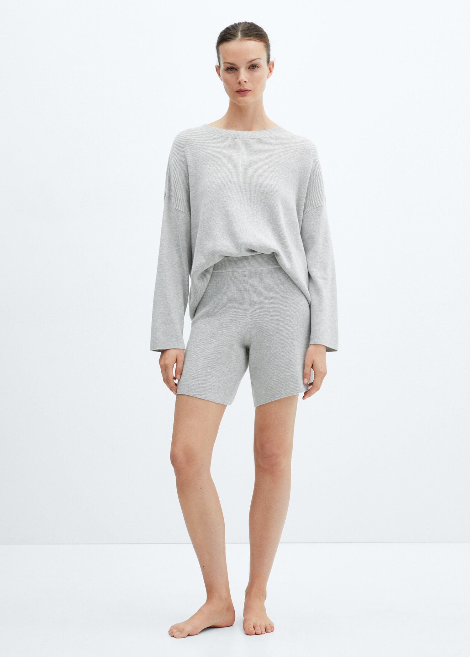 Cotton-linen round-neck knitted sweater - General plane