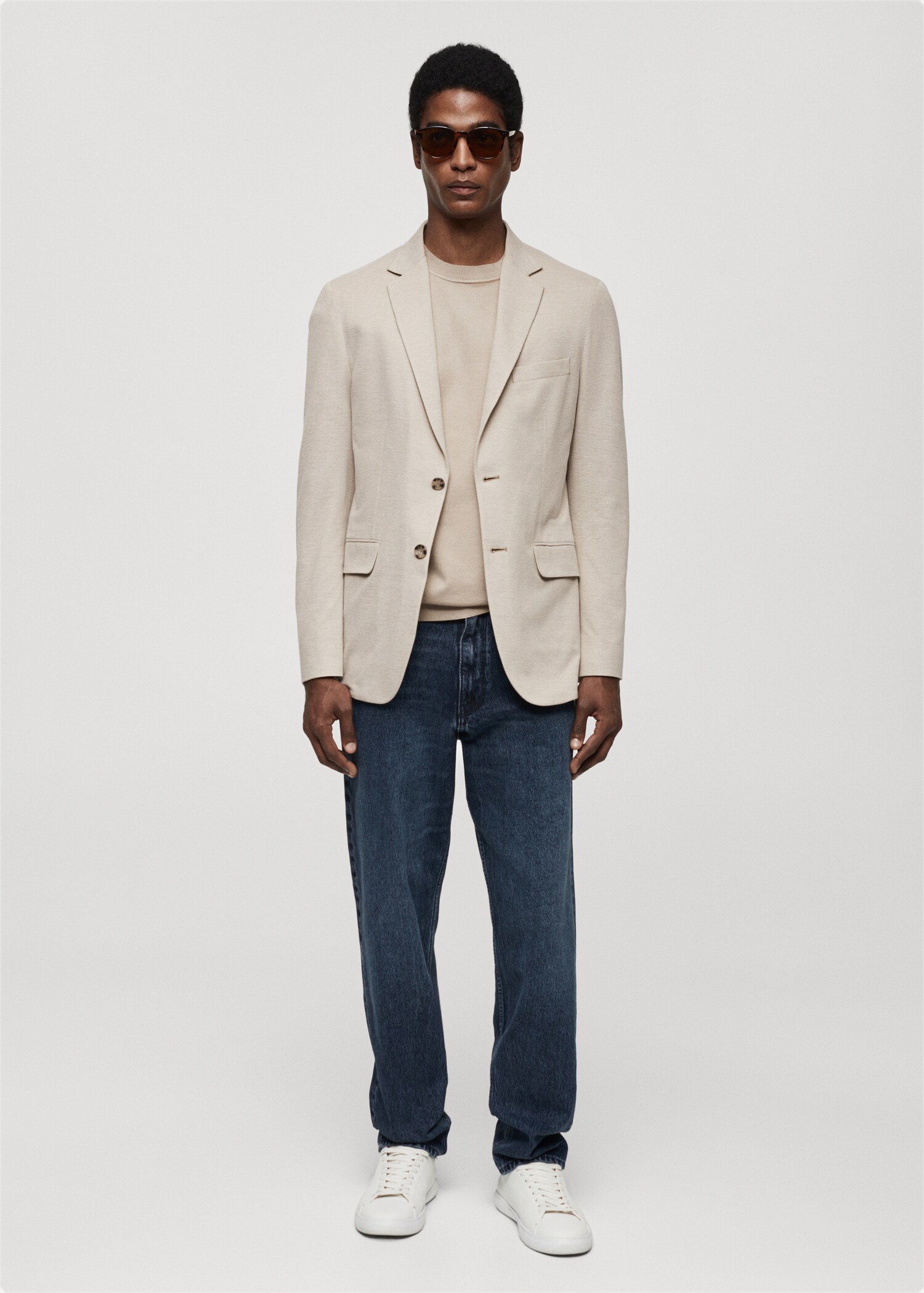 Structured slim fit cotton blazer - General plane