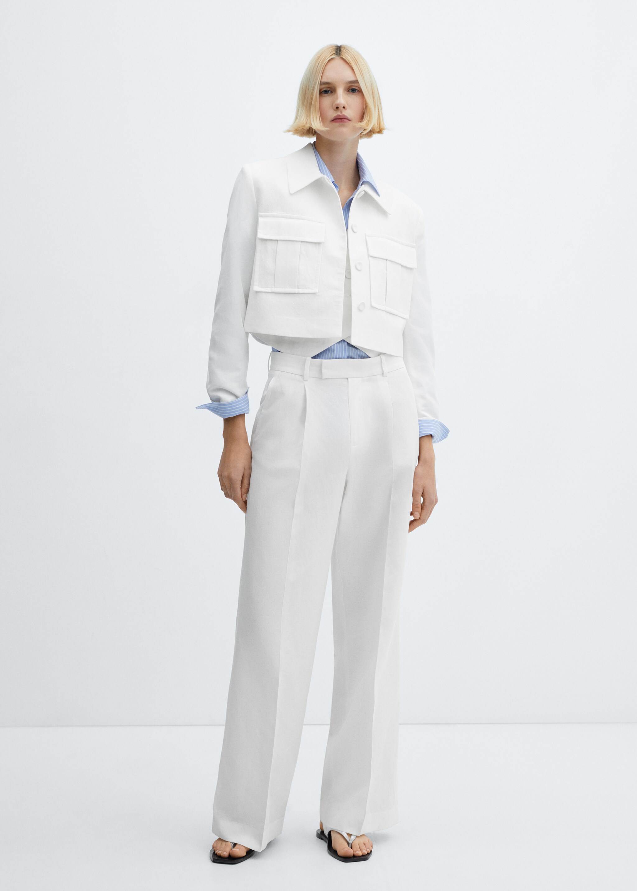 Crop suit jacket with pockets - General plane