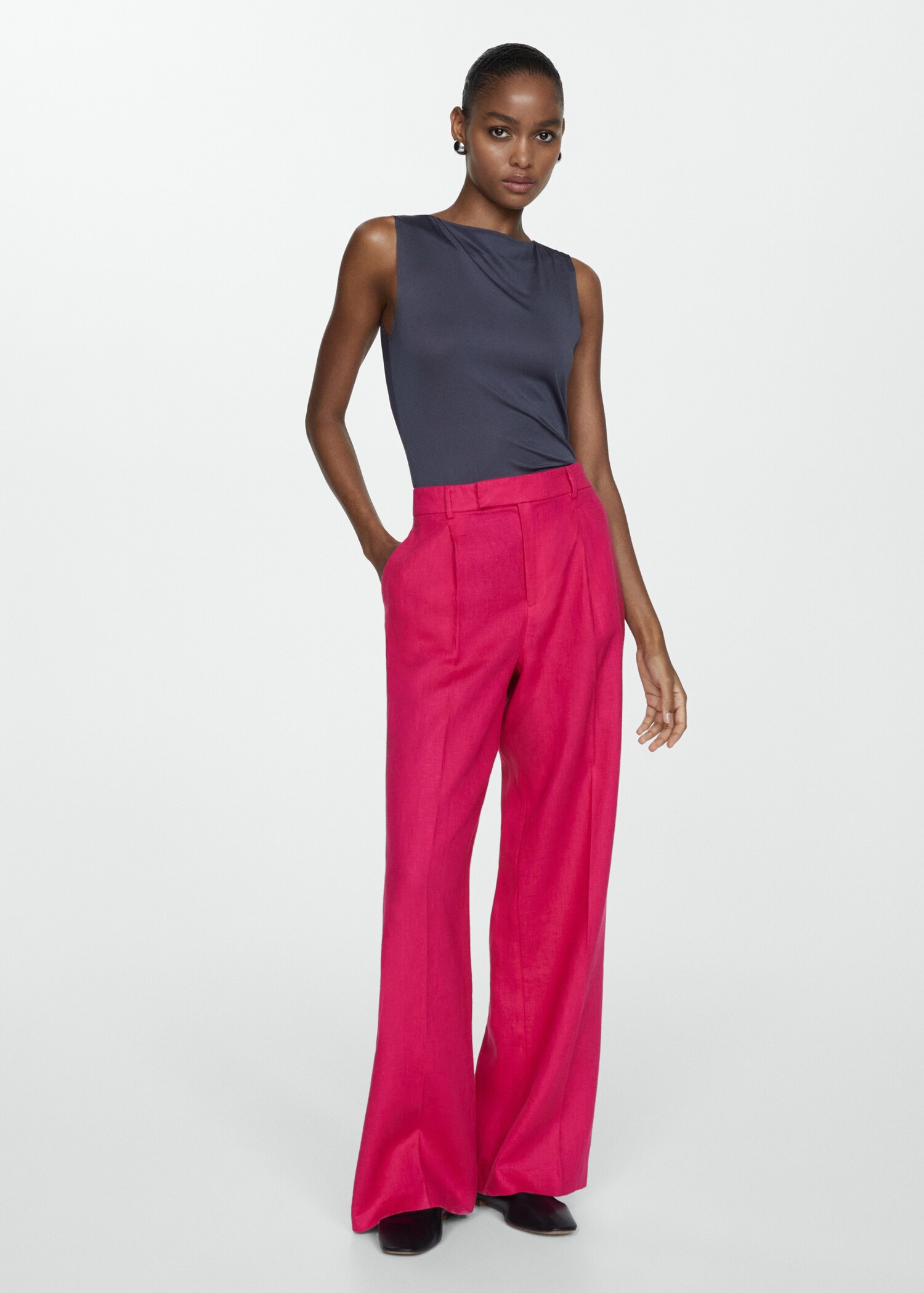 Pantalón pinzas 100% lino - Plano general