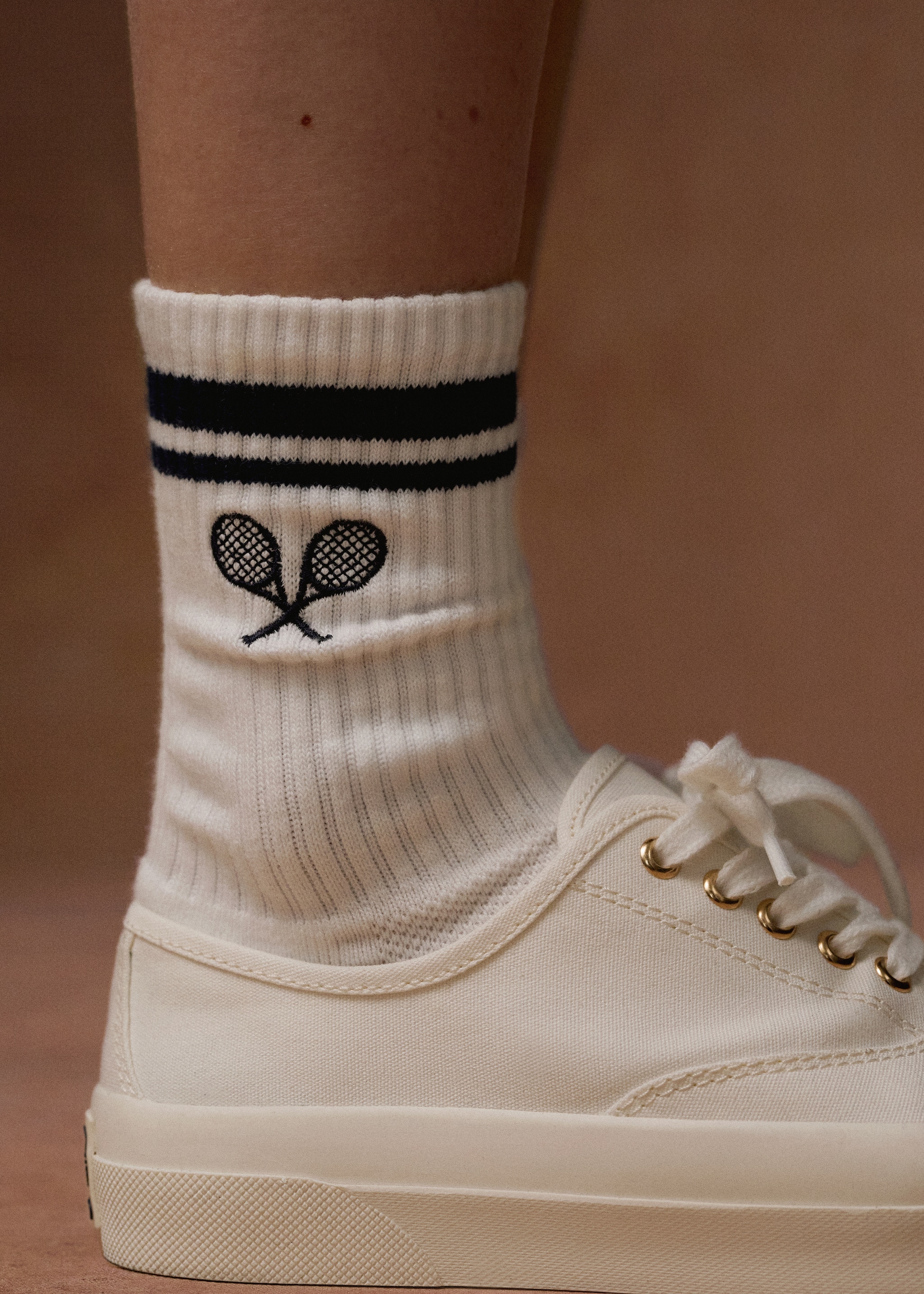 Cotton socks with embroidered detail - General plane