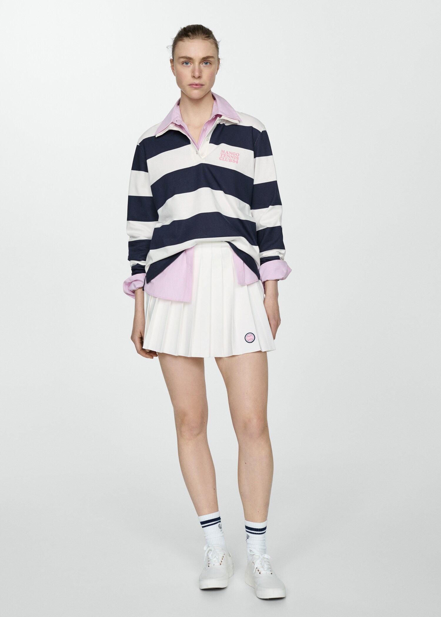 Check mini-skirt with logo - General plane