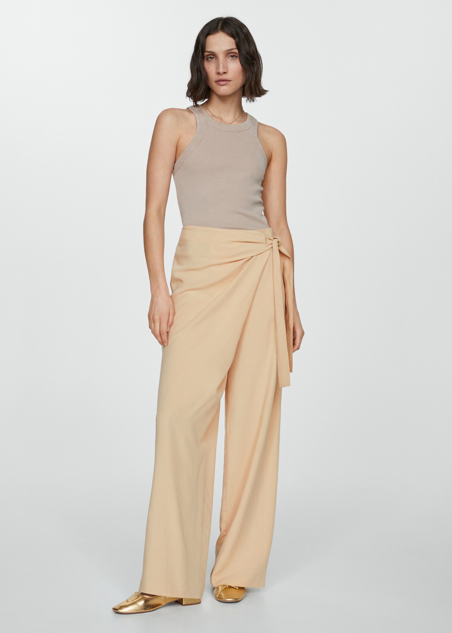 Lyocell trousers with knot detail - General plane