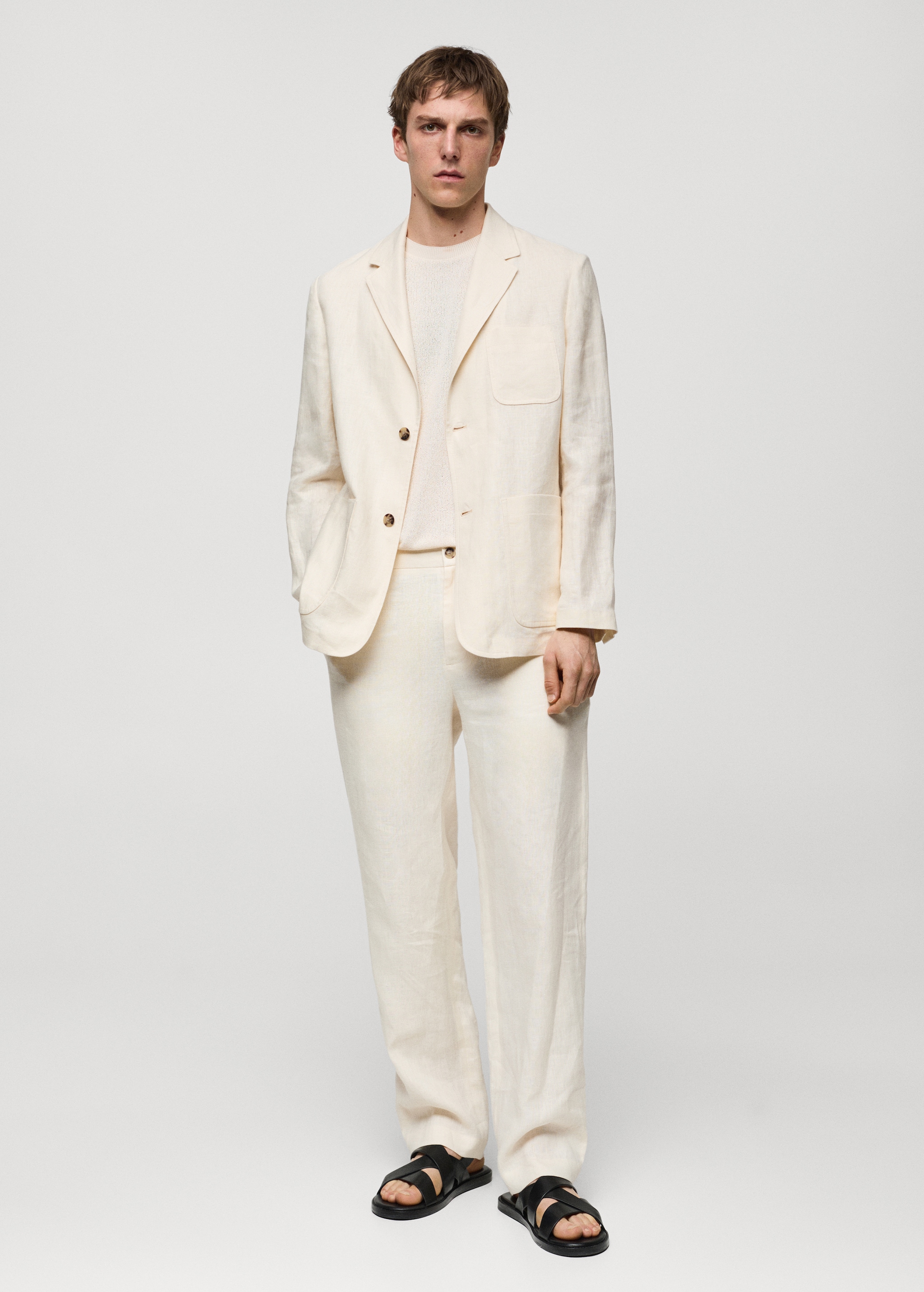 Relaxed-fit 100% linen trousers - General plane