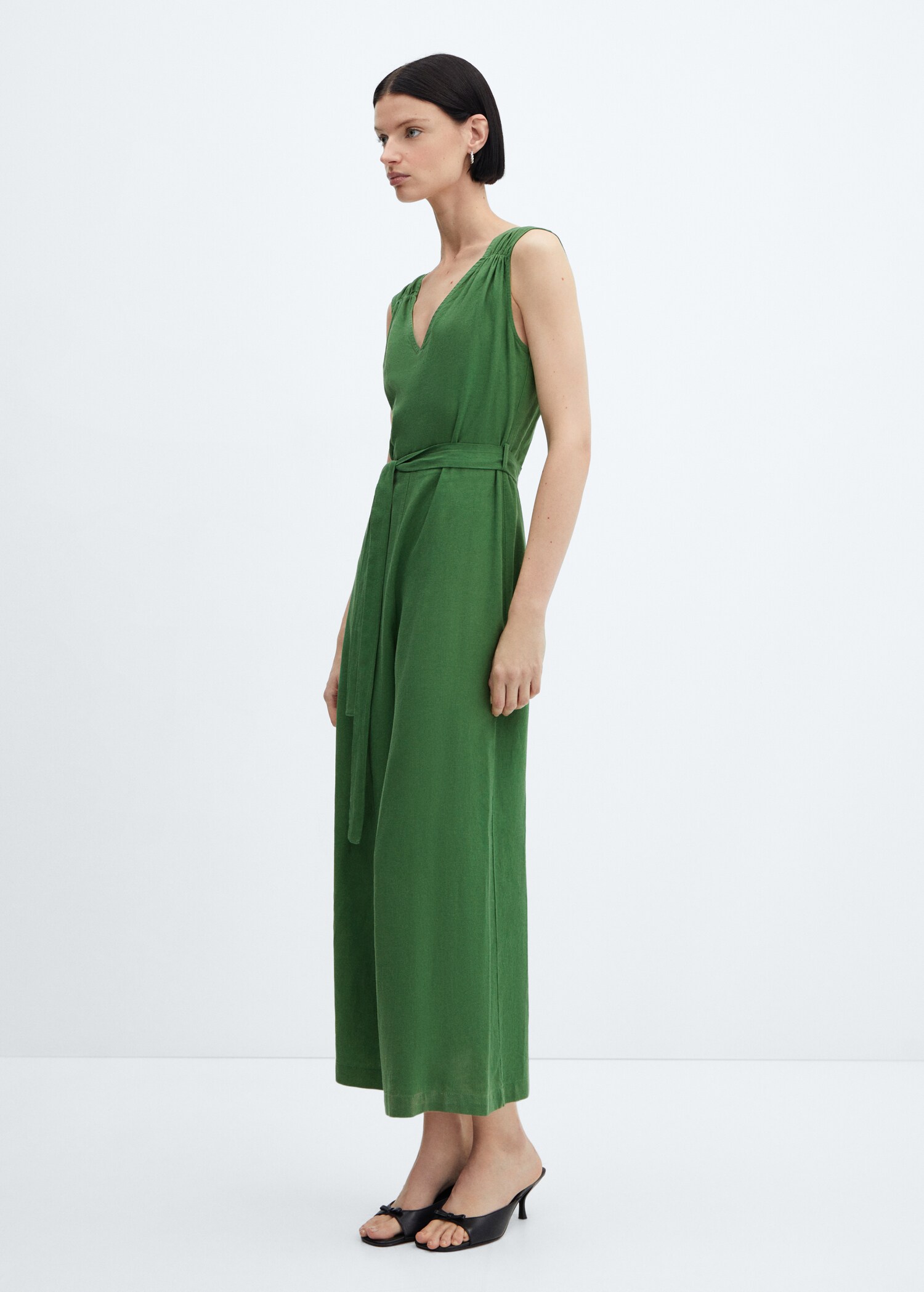 Belt linen jumpsuit - General plane