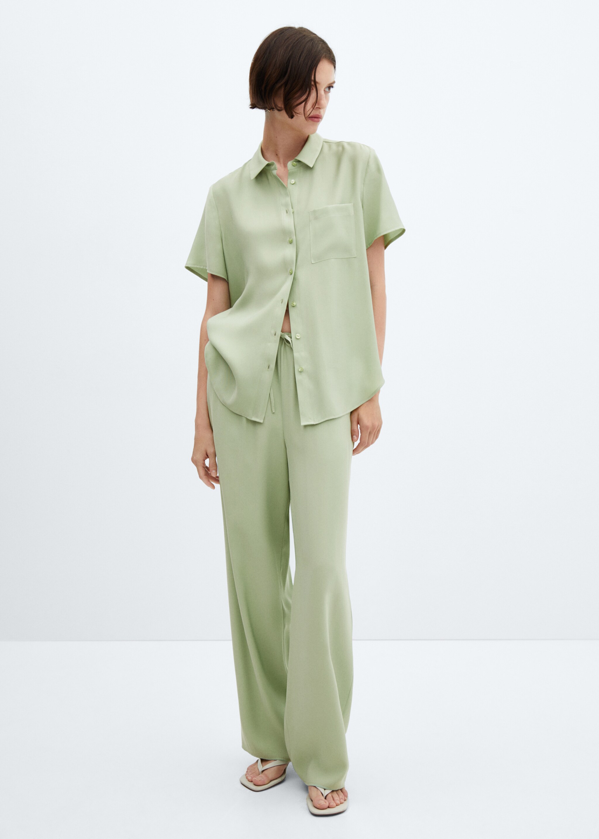 Camisa manga corta bolsillo - Plano general, Verde. Ref: 67090420-00.