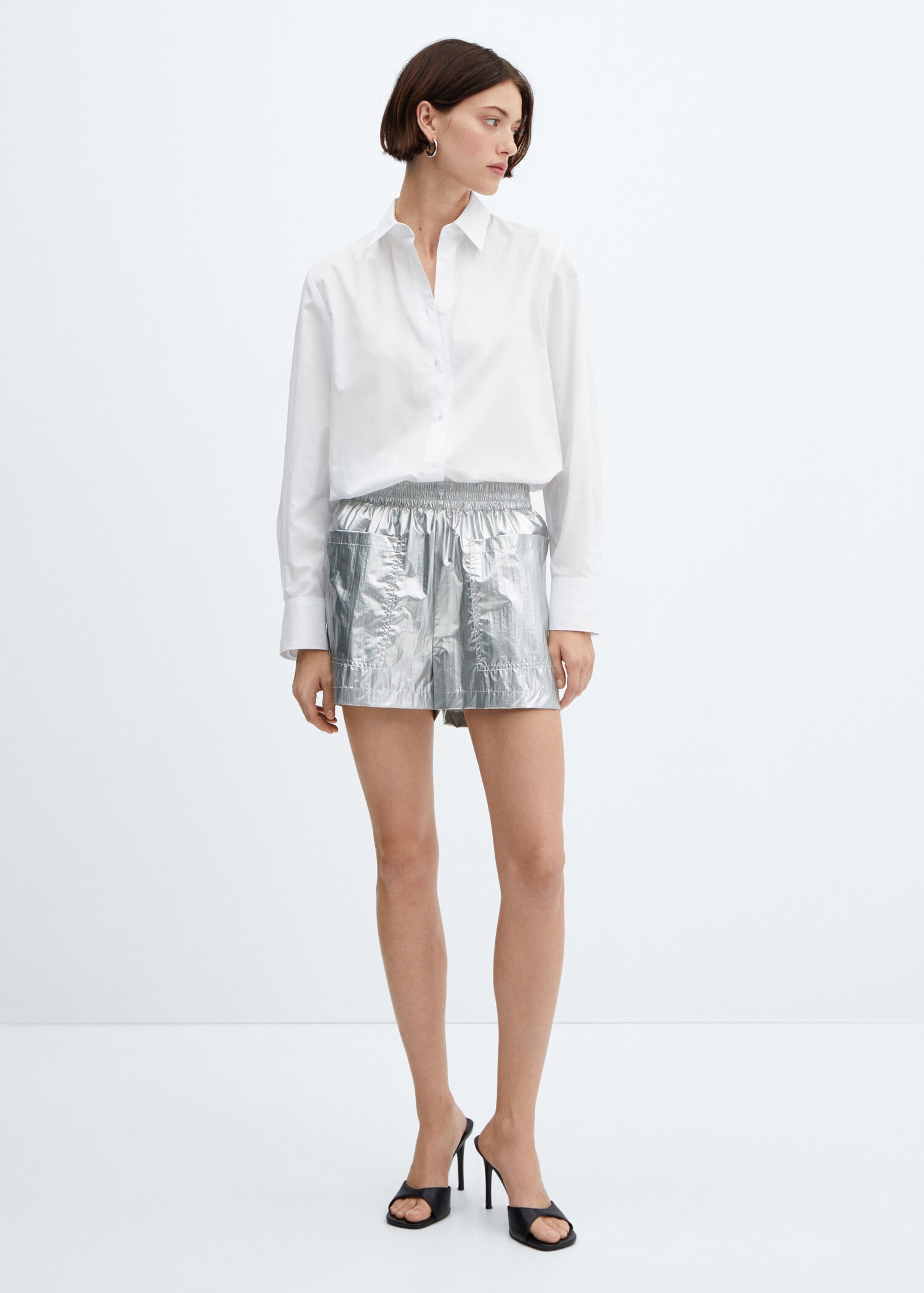 Short métallisé taille élastique - Plan général