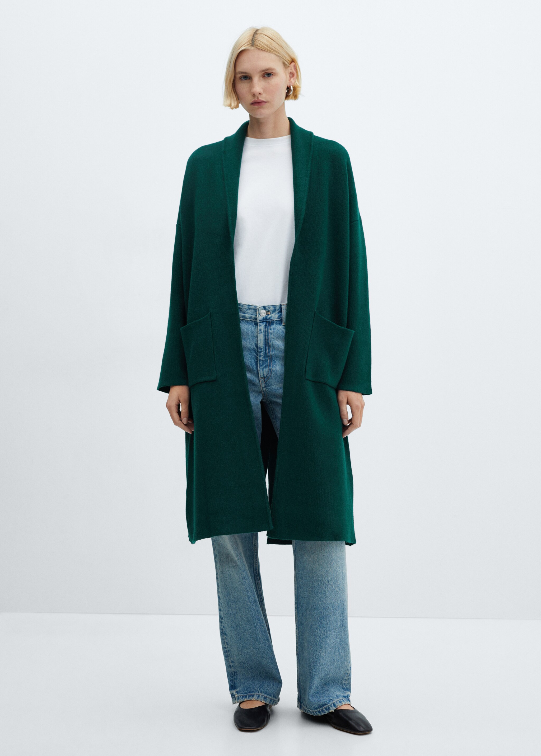 Oversized knitted coat with pockets - General plane
