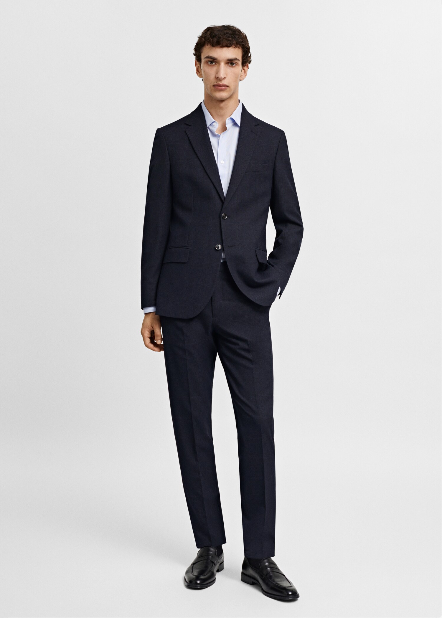 Slim-fit cotton poplin suit shirt - General plane