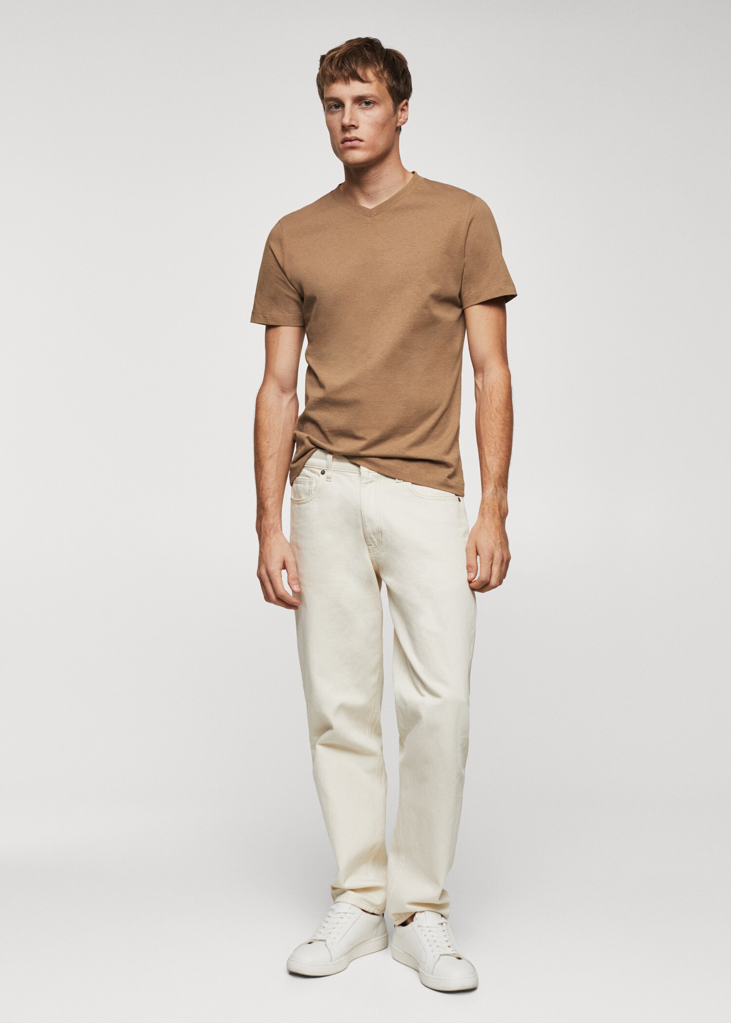 T-shirt basique coton col V - Plan général