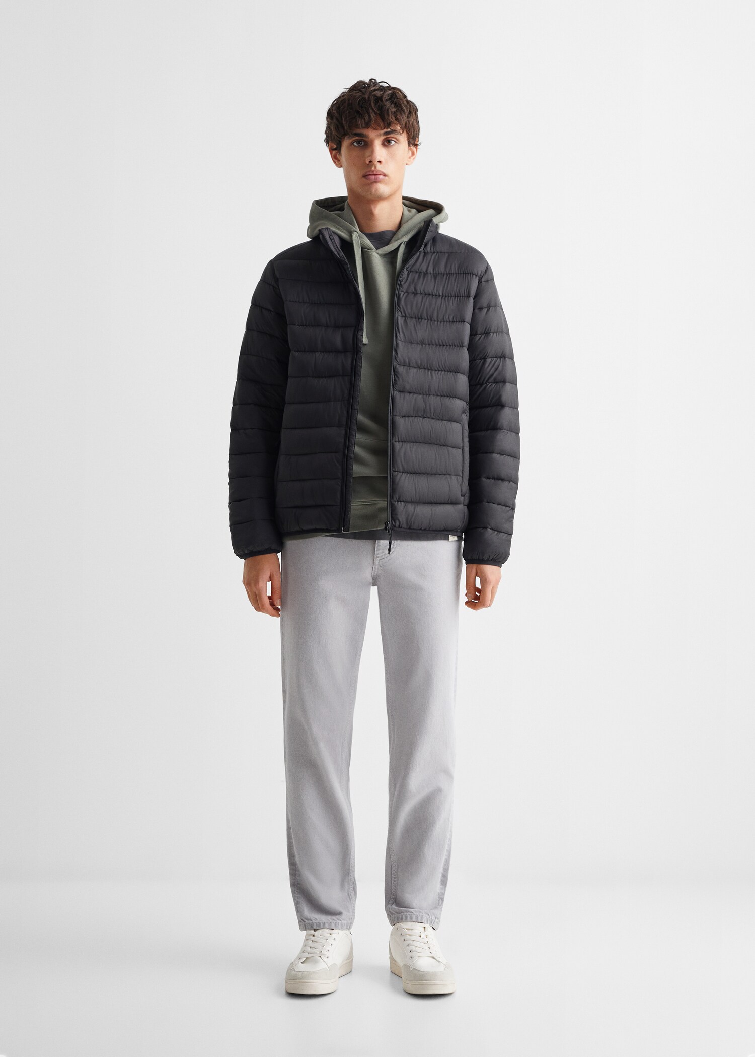 Side-zip quilted coat - General plane