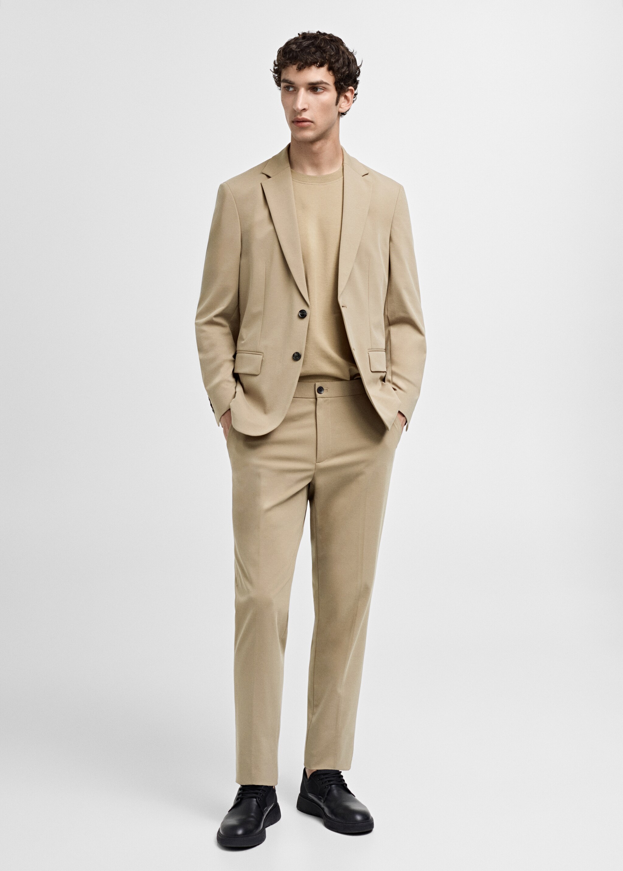 Slim-fit cotton suit trousers - General plane