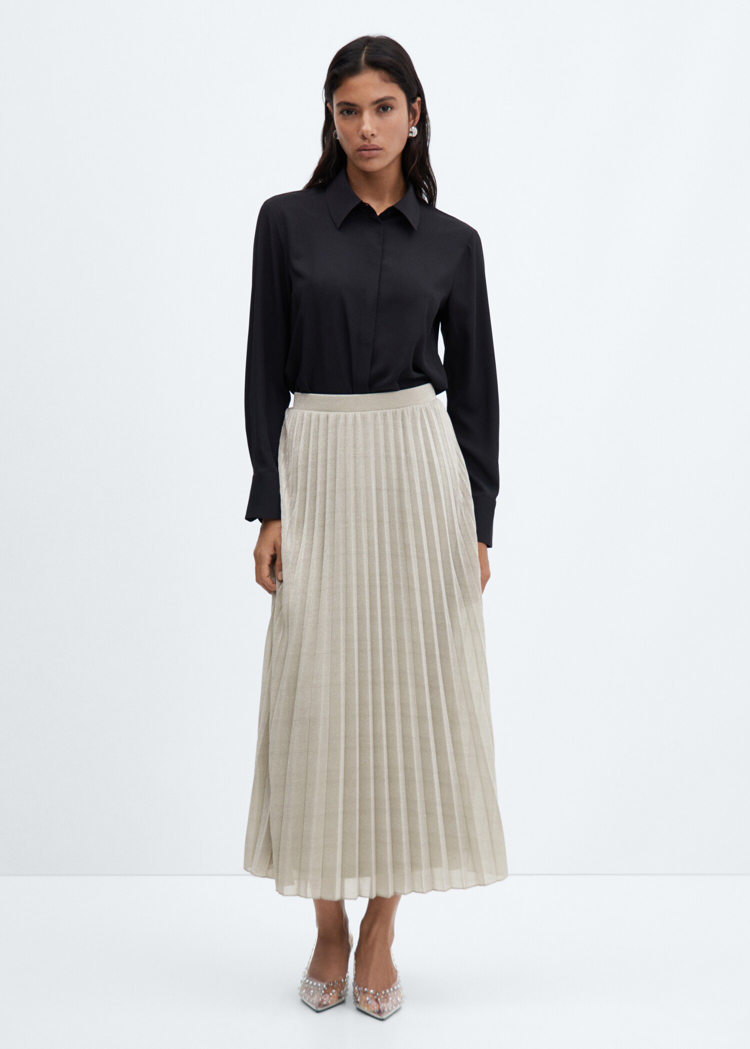 Pleated lurex skirt - General plane