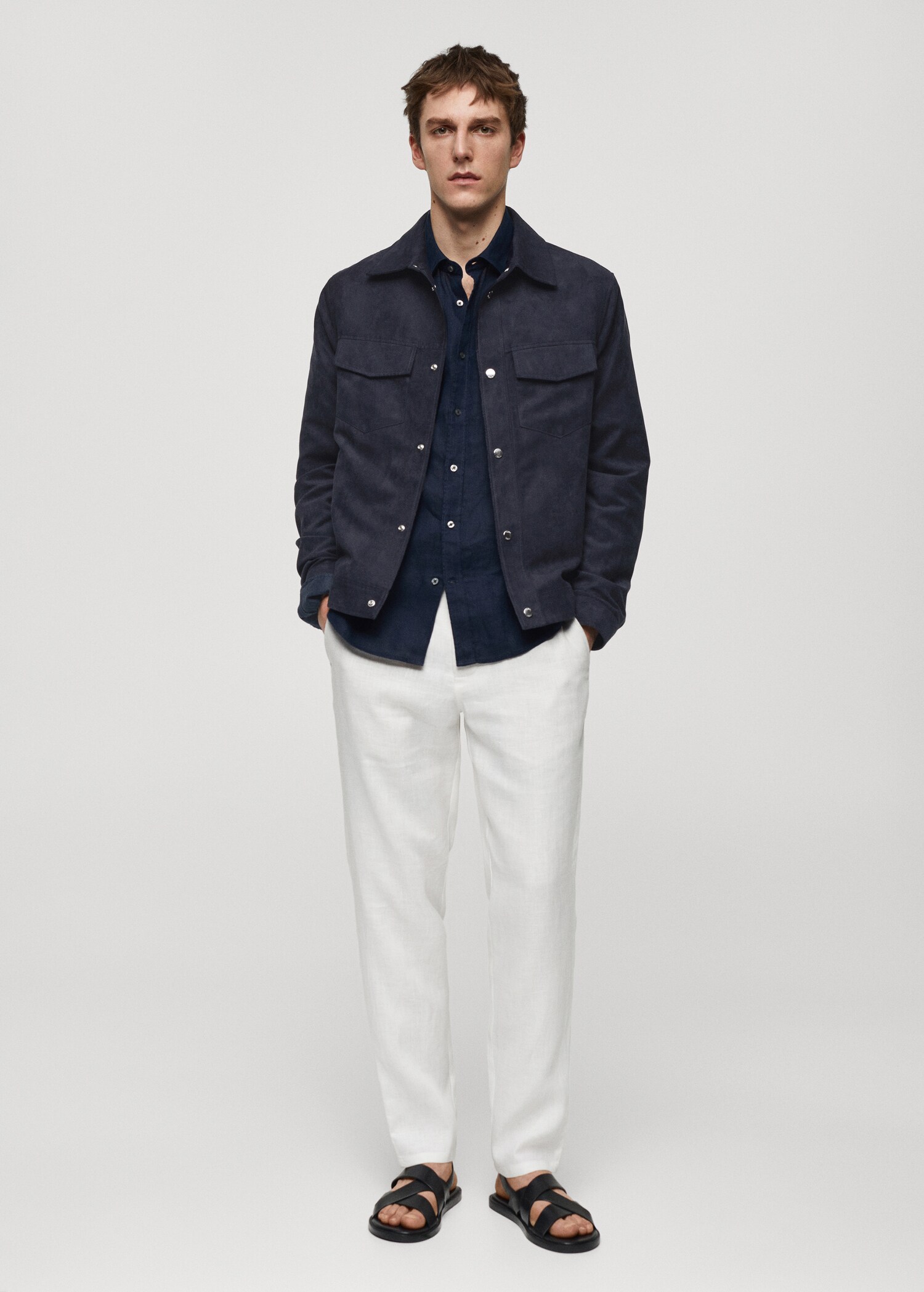 Suede-effect jacket with pockets - Man | MANGO USA