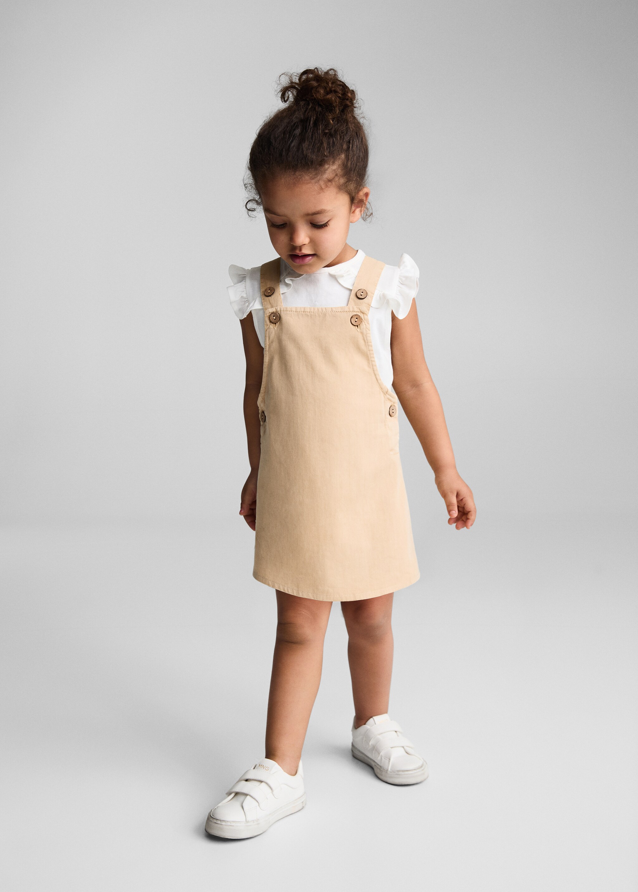 Natural-dye pinafore with buttons  - General plane