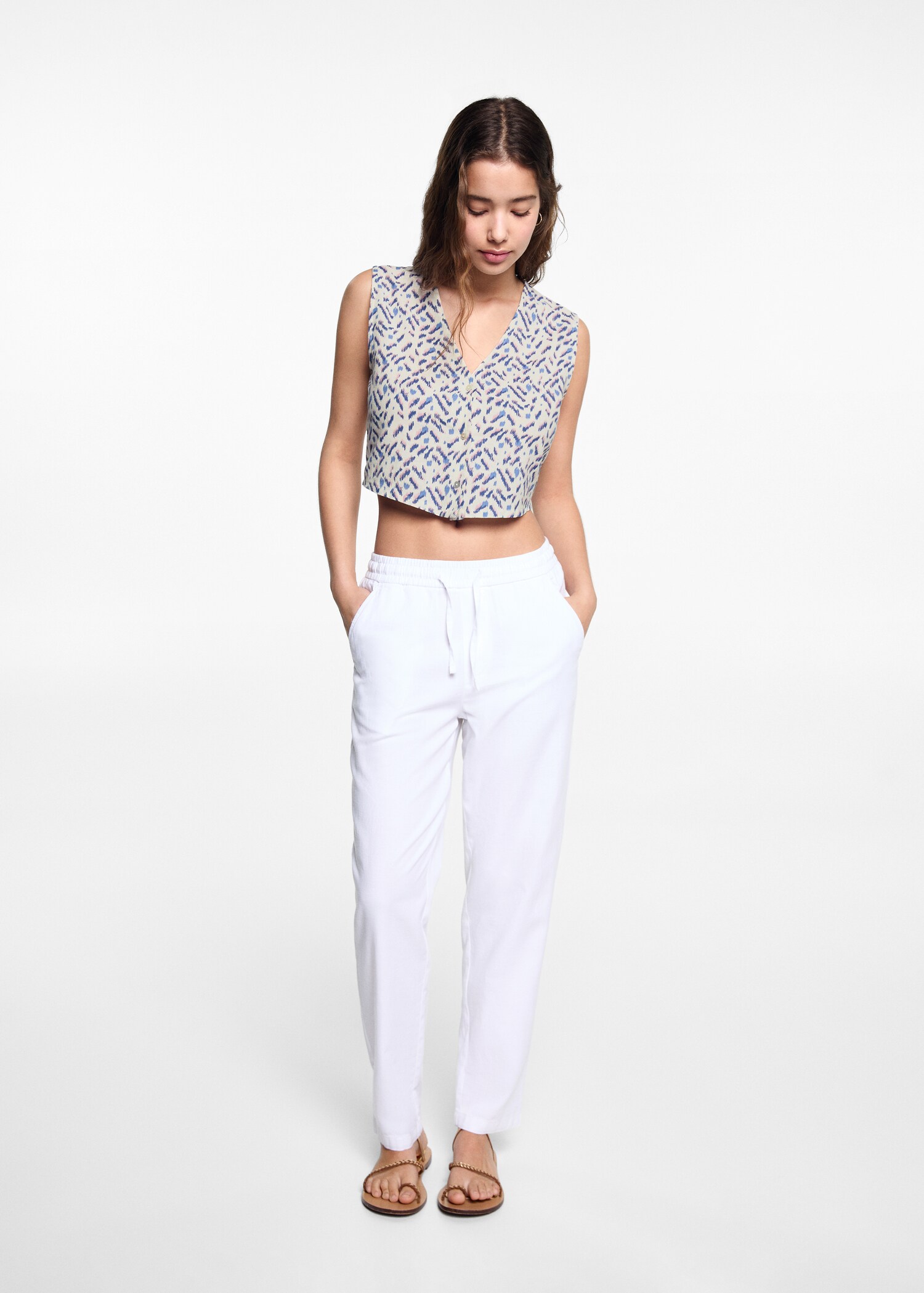 Cropped printed gilet - General plane