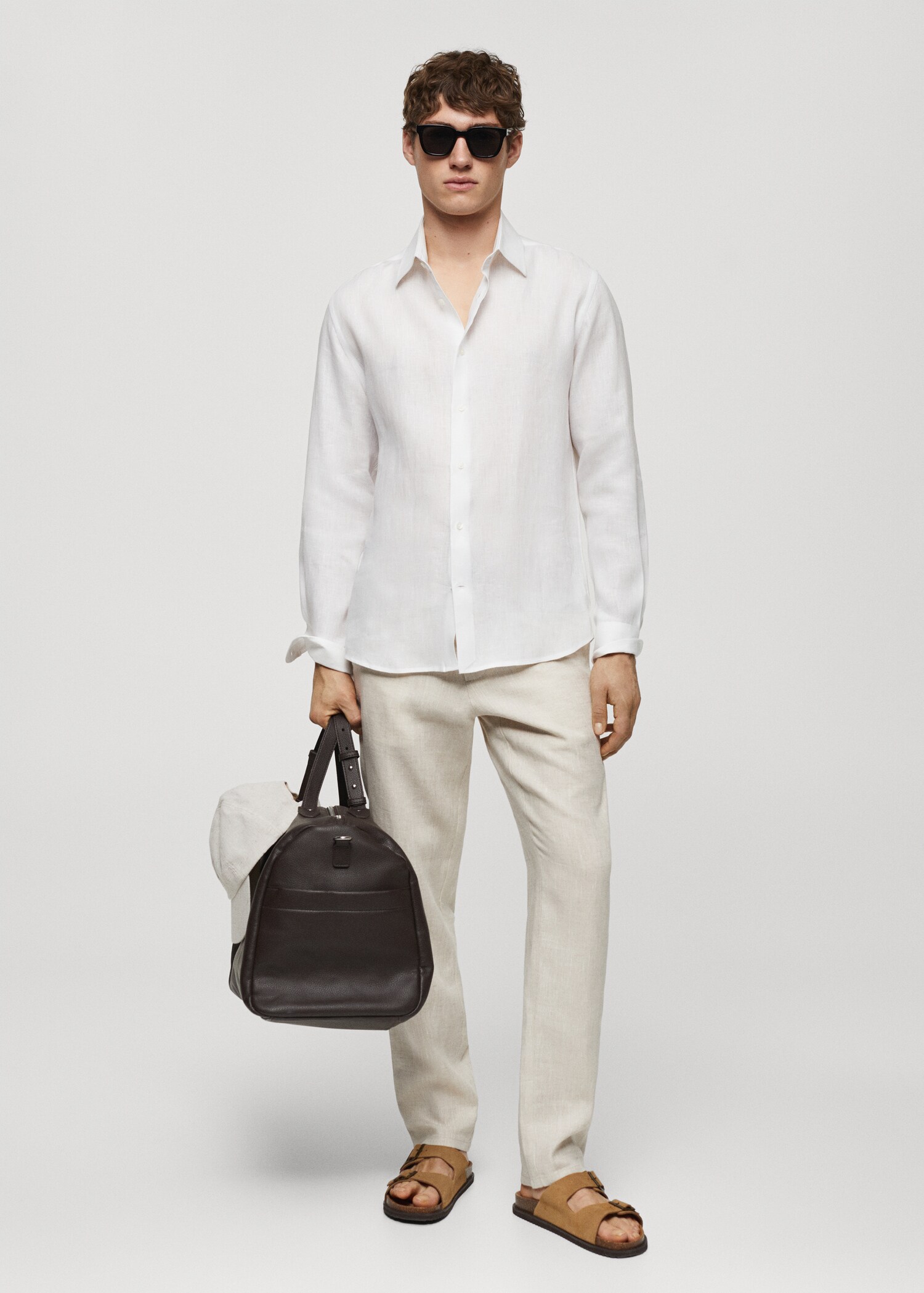 Regular-fit 100% linen shirt - General plane