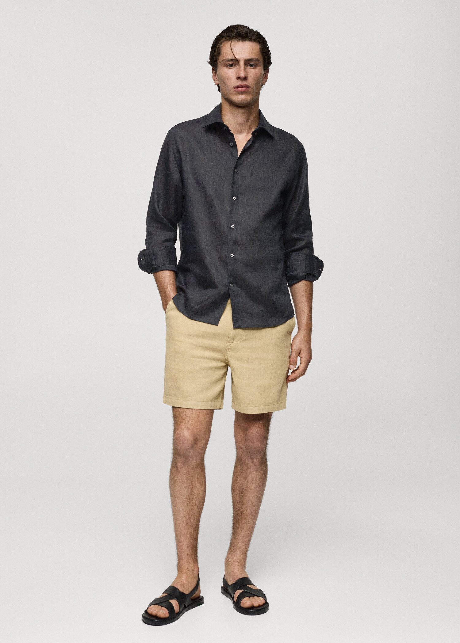 Camisa regular fit 100% lino - Plano general