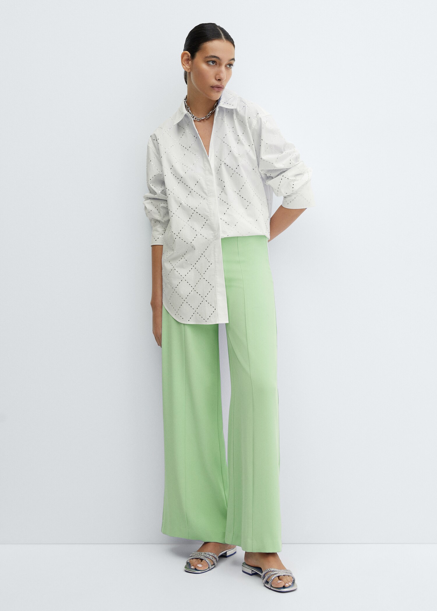 Wideleg pleated trousers - General plane