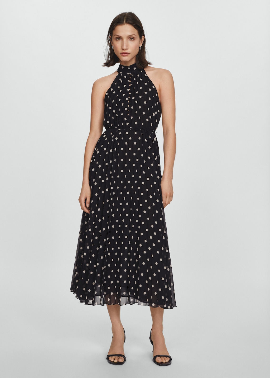 Polka dot pleated dress Women MANGO Niger