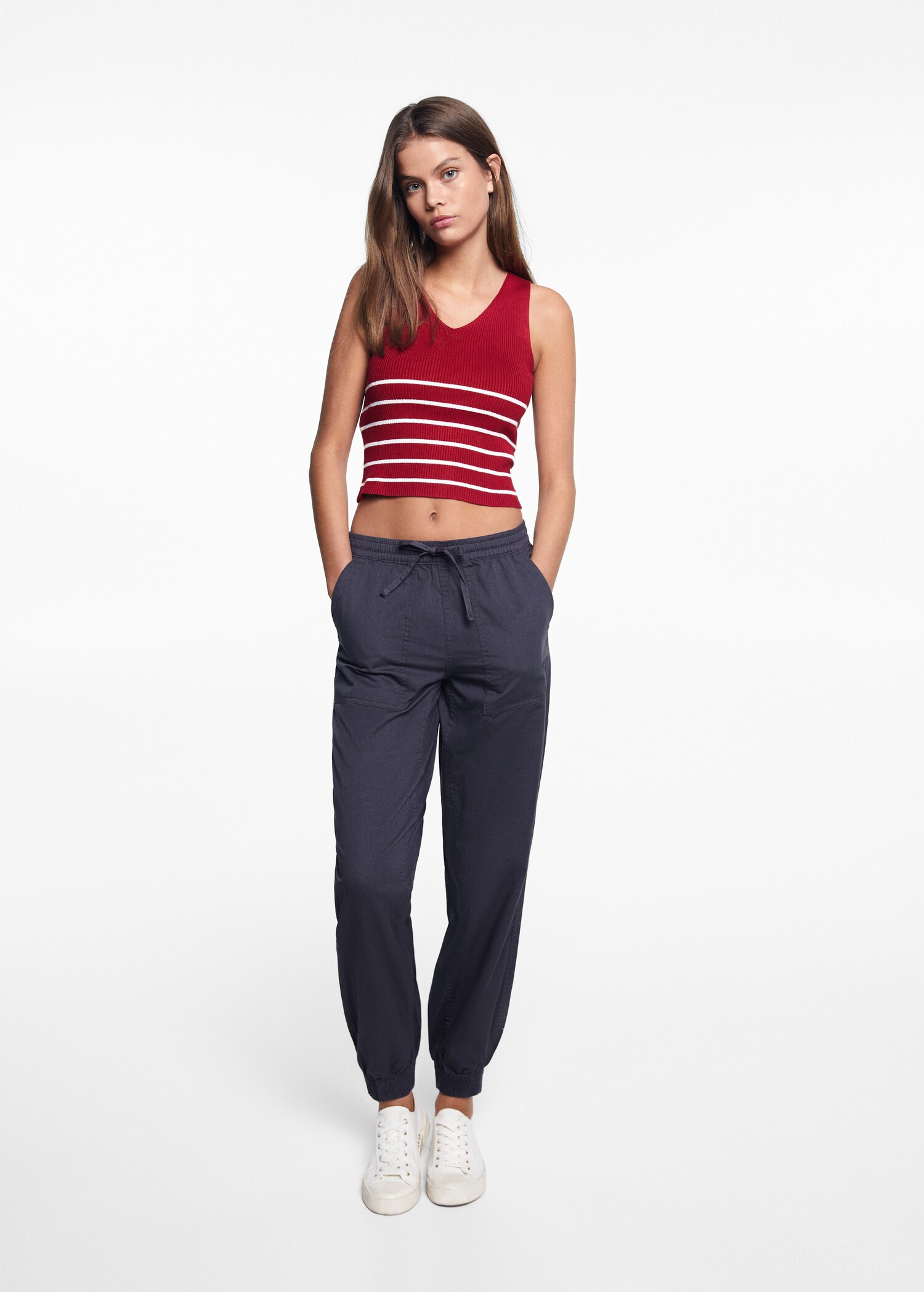 Striped strapless top - General plane