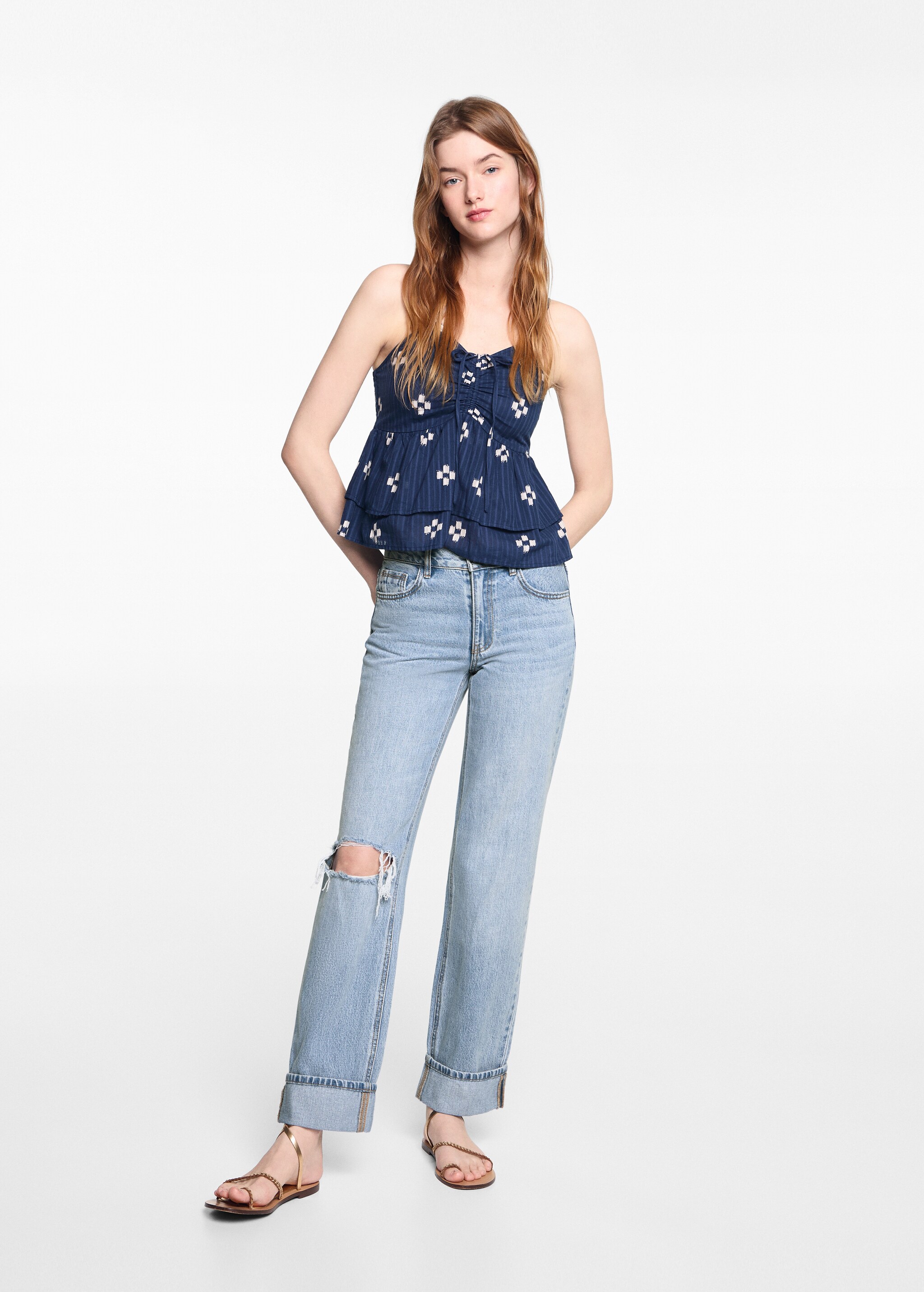 Ripped jeans with turn-up hem - General plane