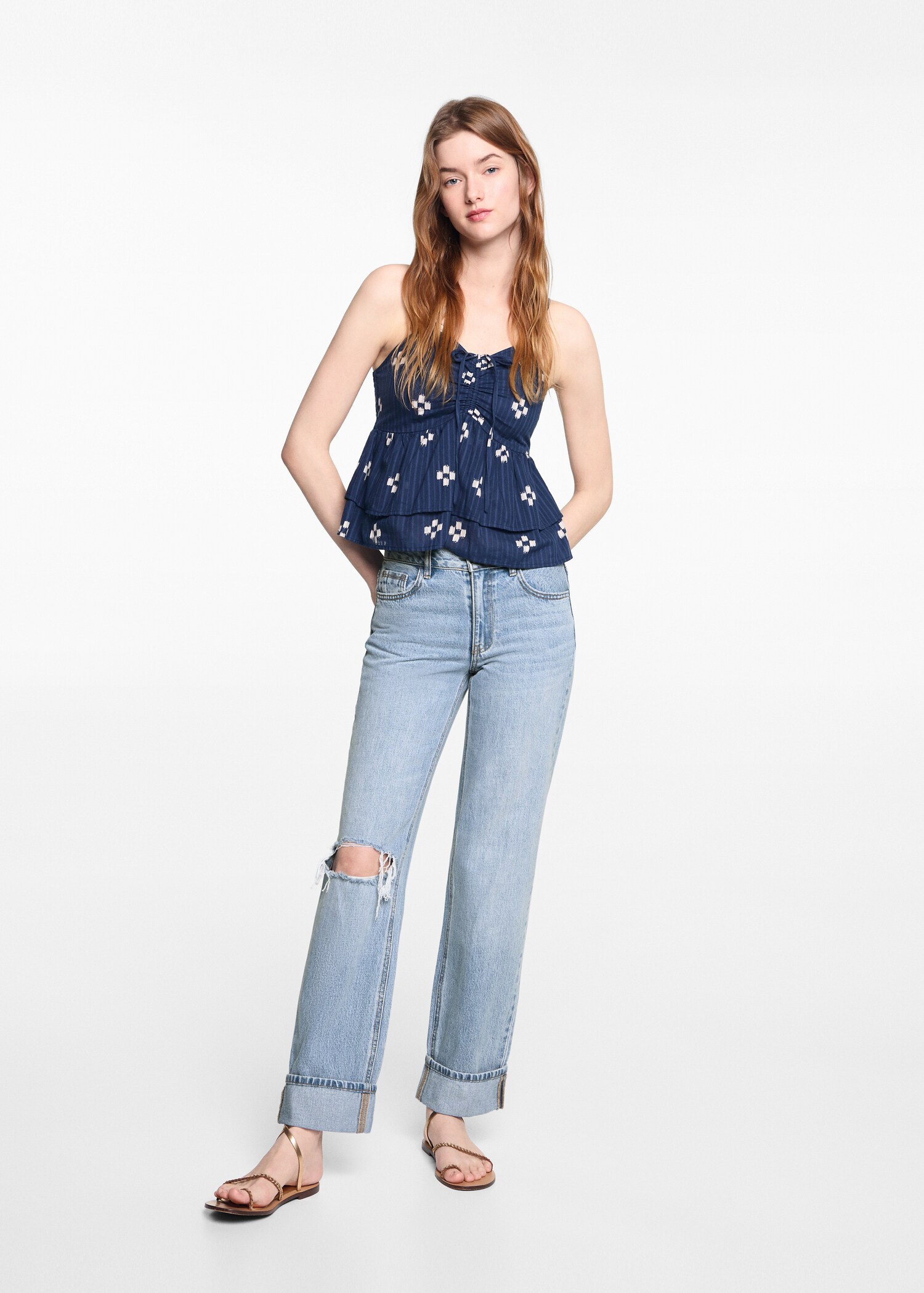 Ripped jeans with turn-up hem - General plane