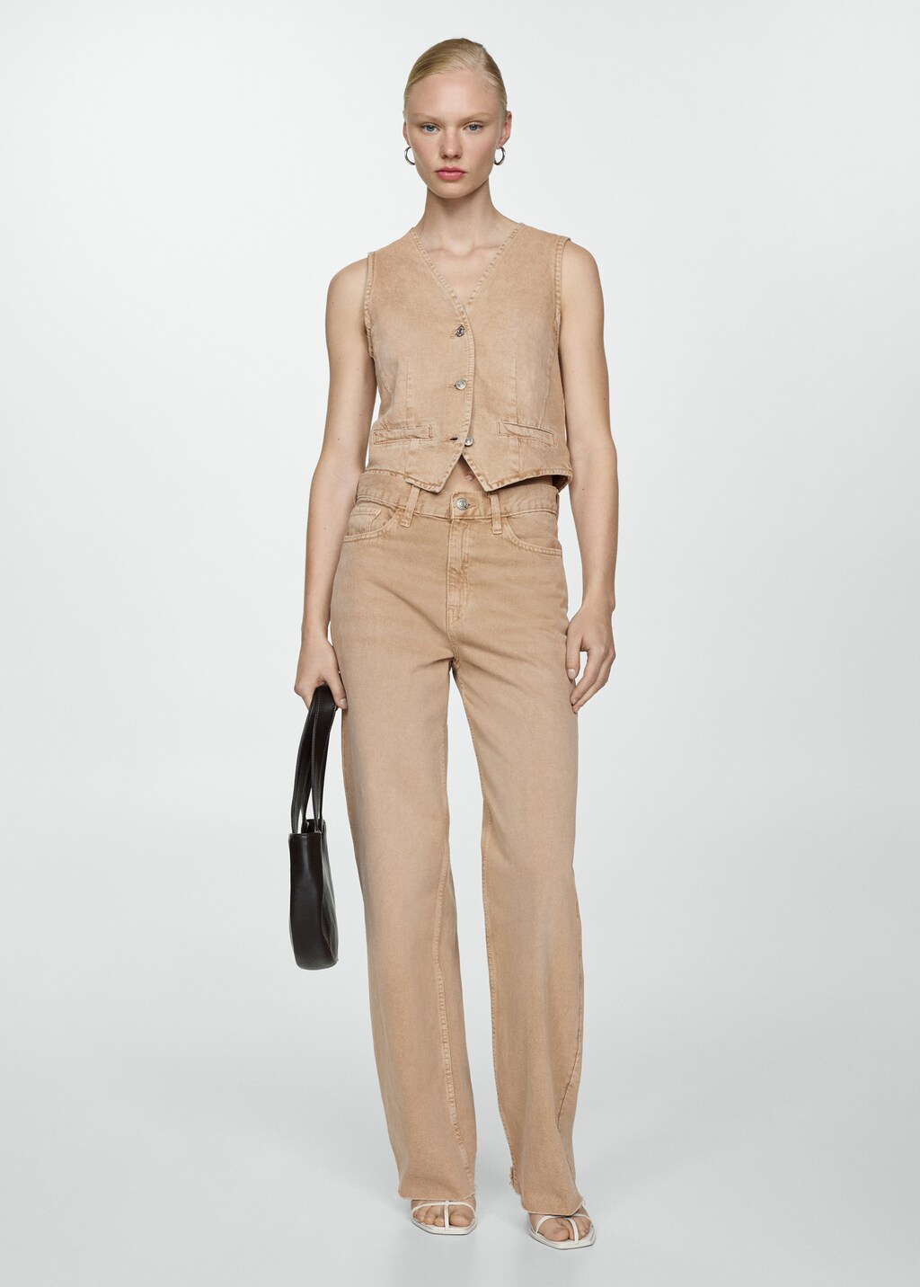 パンツ VIAVANDA V Cut Denim Pants / beige viavanda v cut denim pants beige M