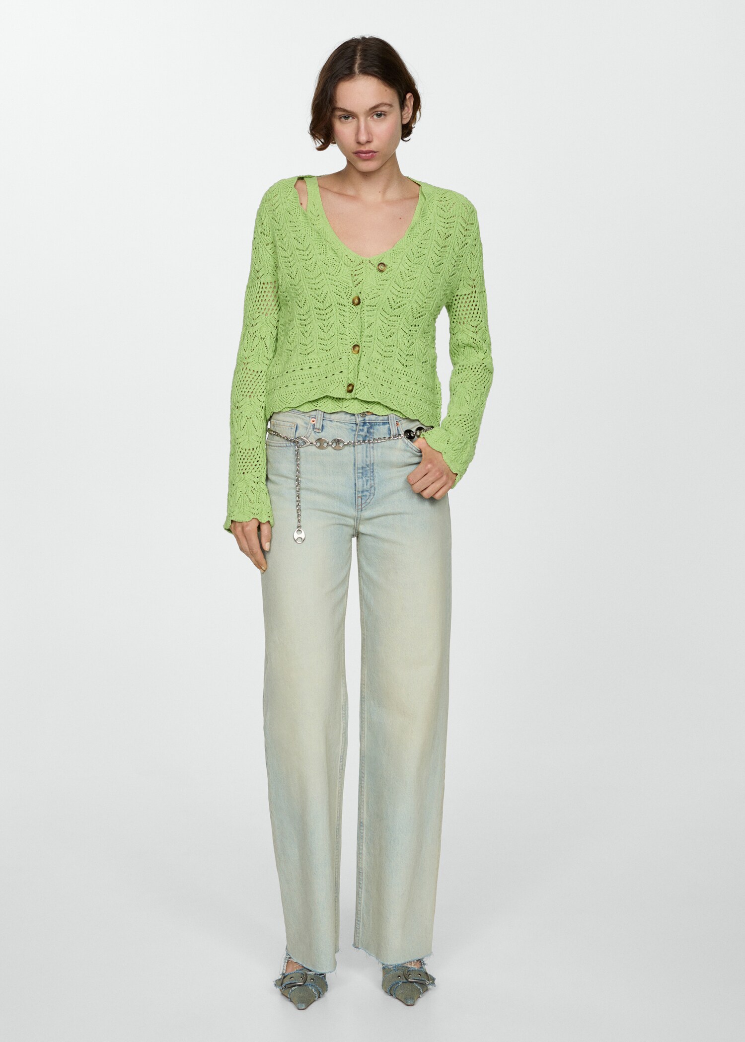 Openwork details cardigan - General plane