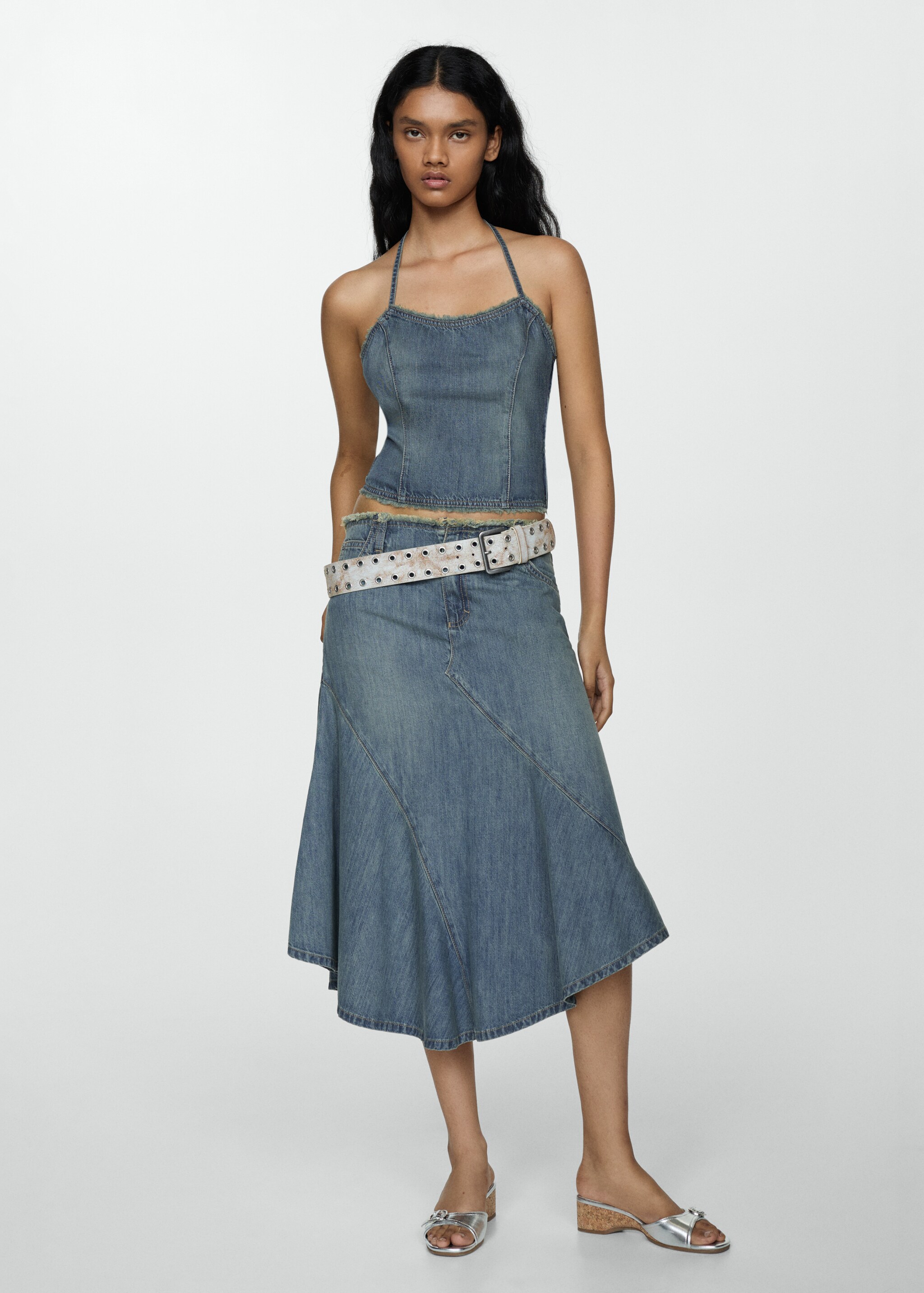 Denim top with frayed ends - General plane