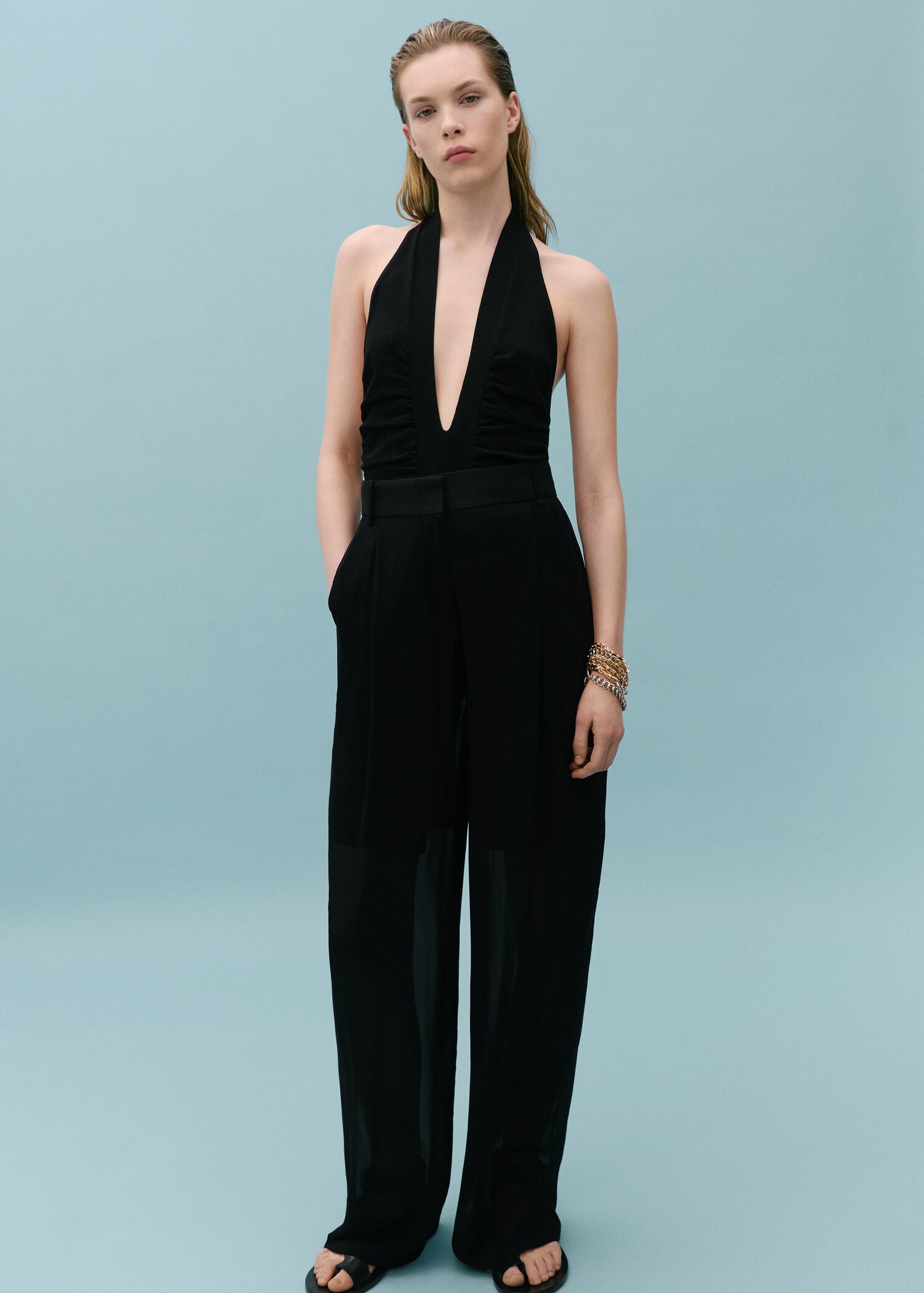 Draped Halter Bodysuit - General plane